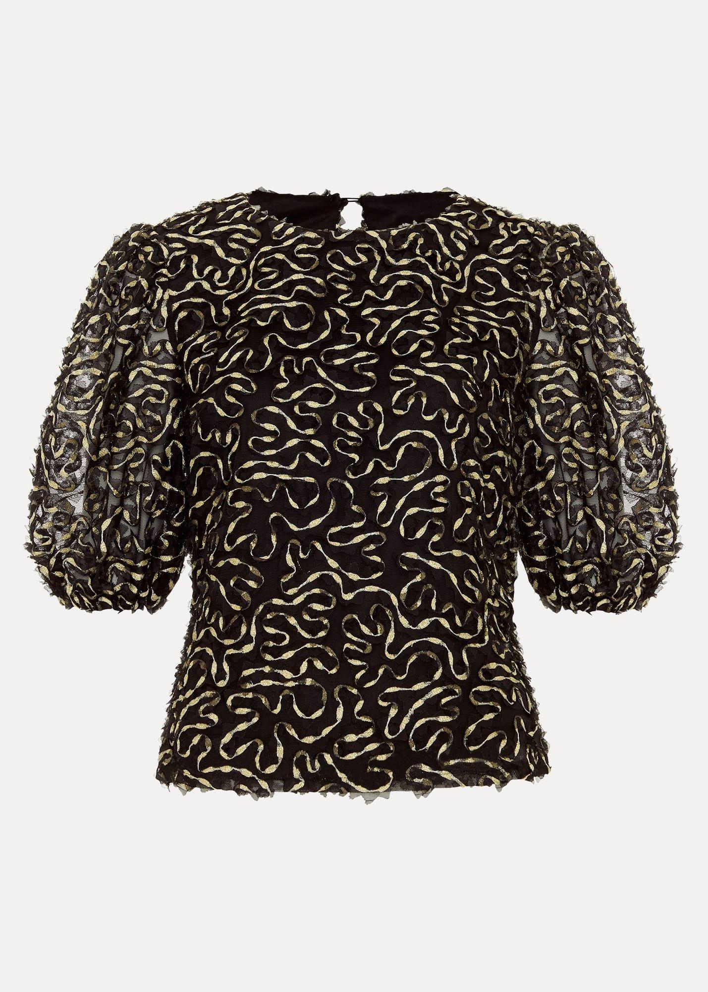 Ariella Textured Blouson Sleeve Top