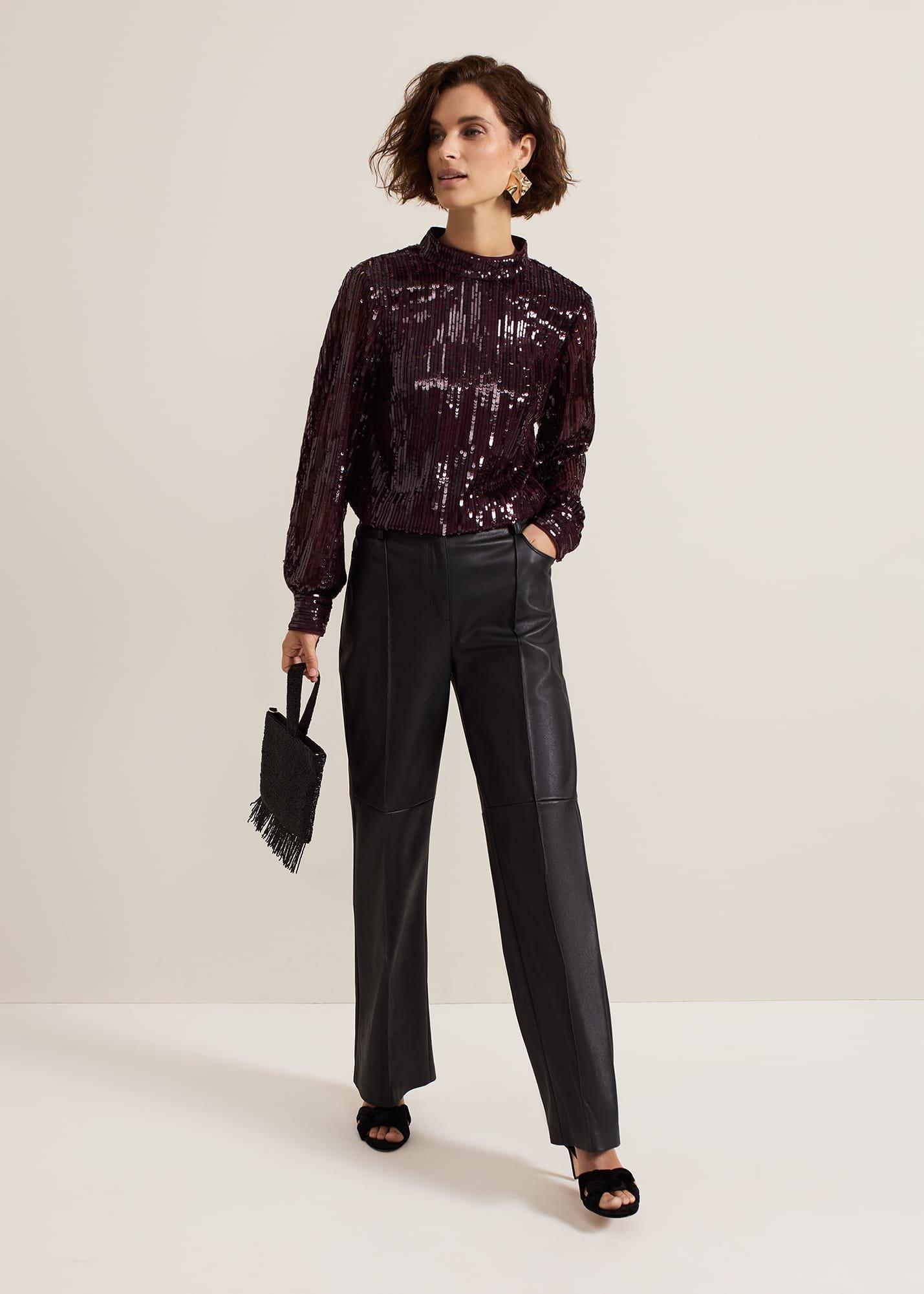 Hannah High Neck Sequin Top