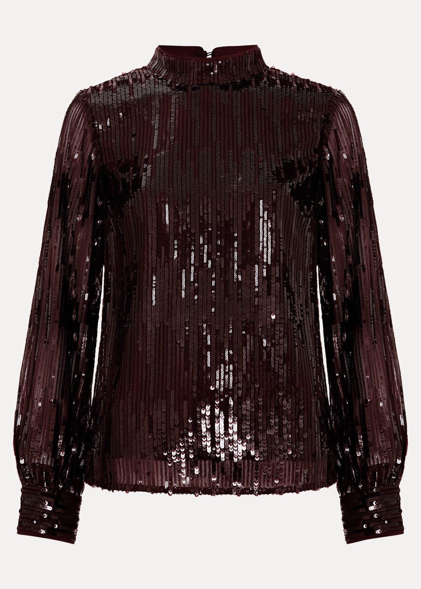 Hannah High Neck Sequin Top