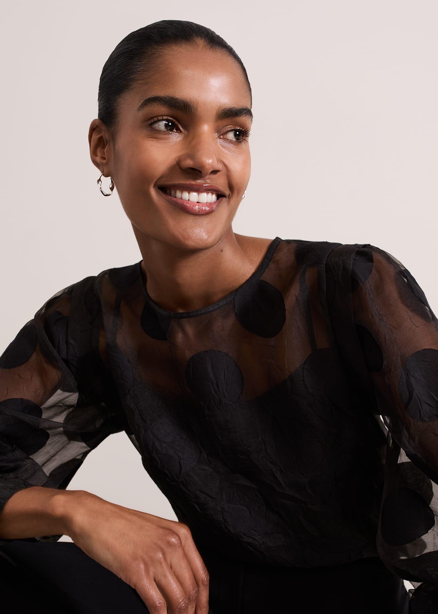 Siera Spot Jacquard Blouse