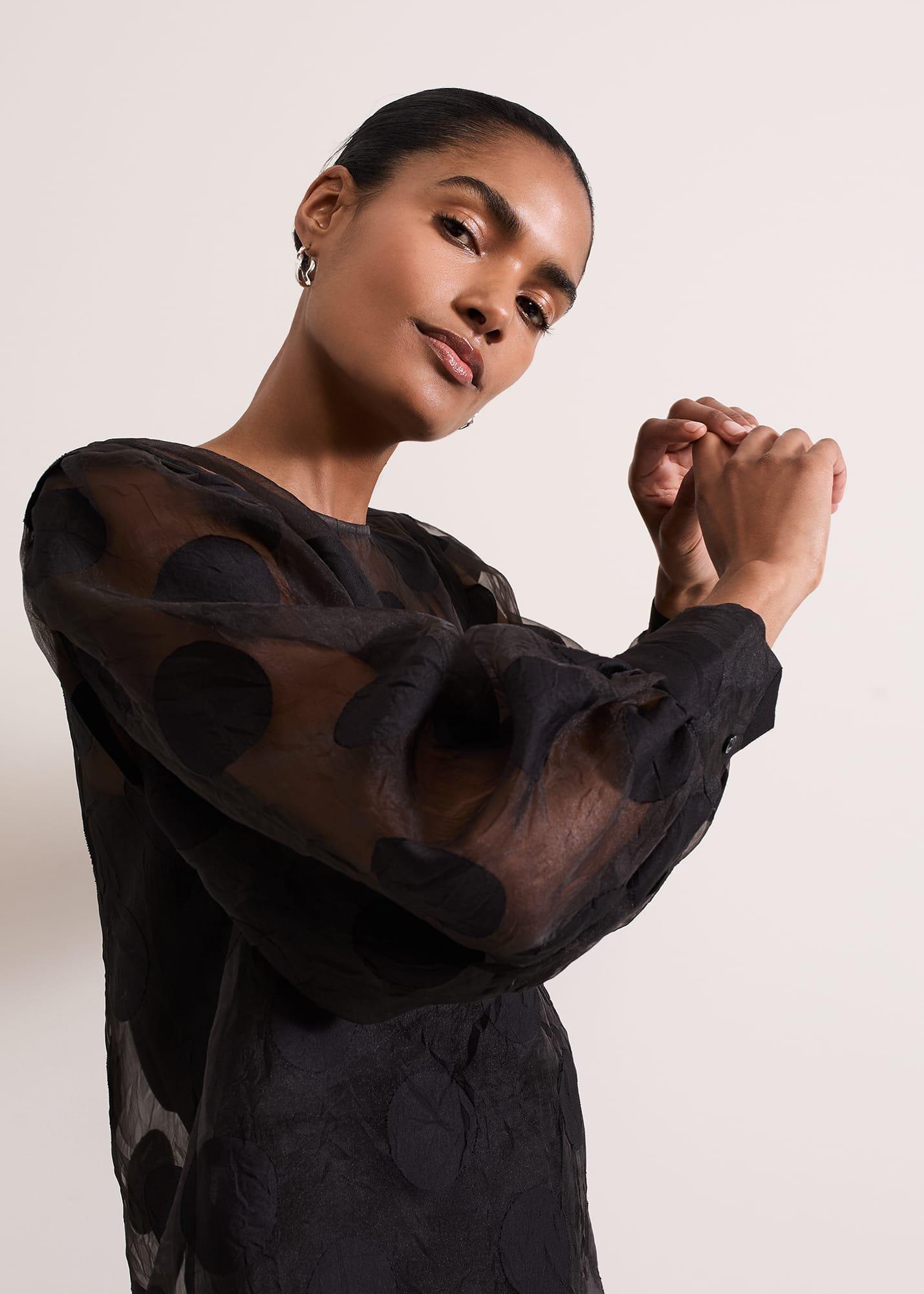 Siera Spot Jacquard Blouse