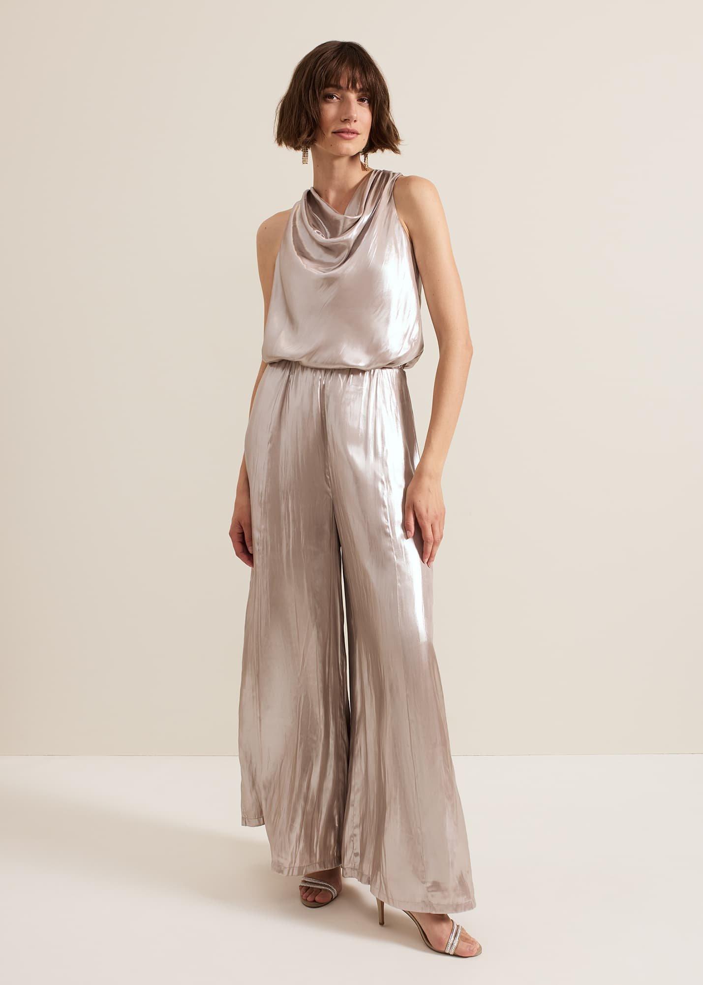 Adrina Metallic Cowl Neck Top