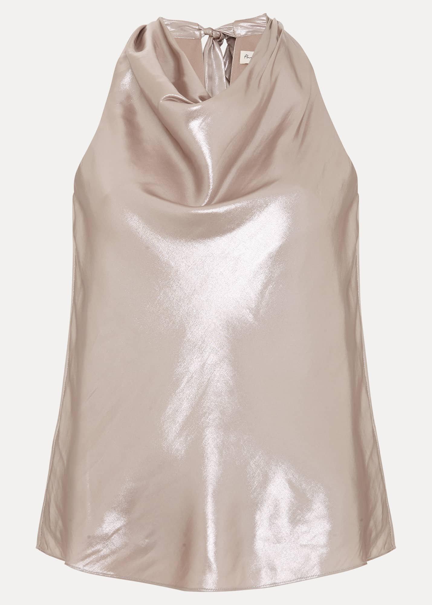 Adrina Metallic Cowl Neck Top