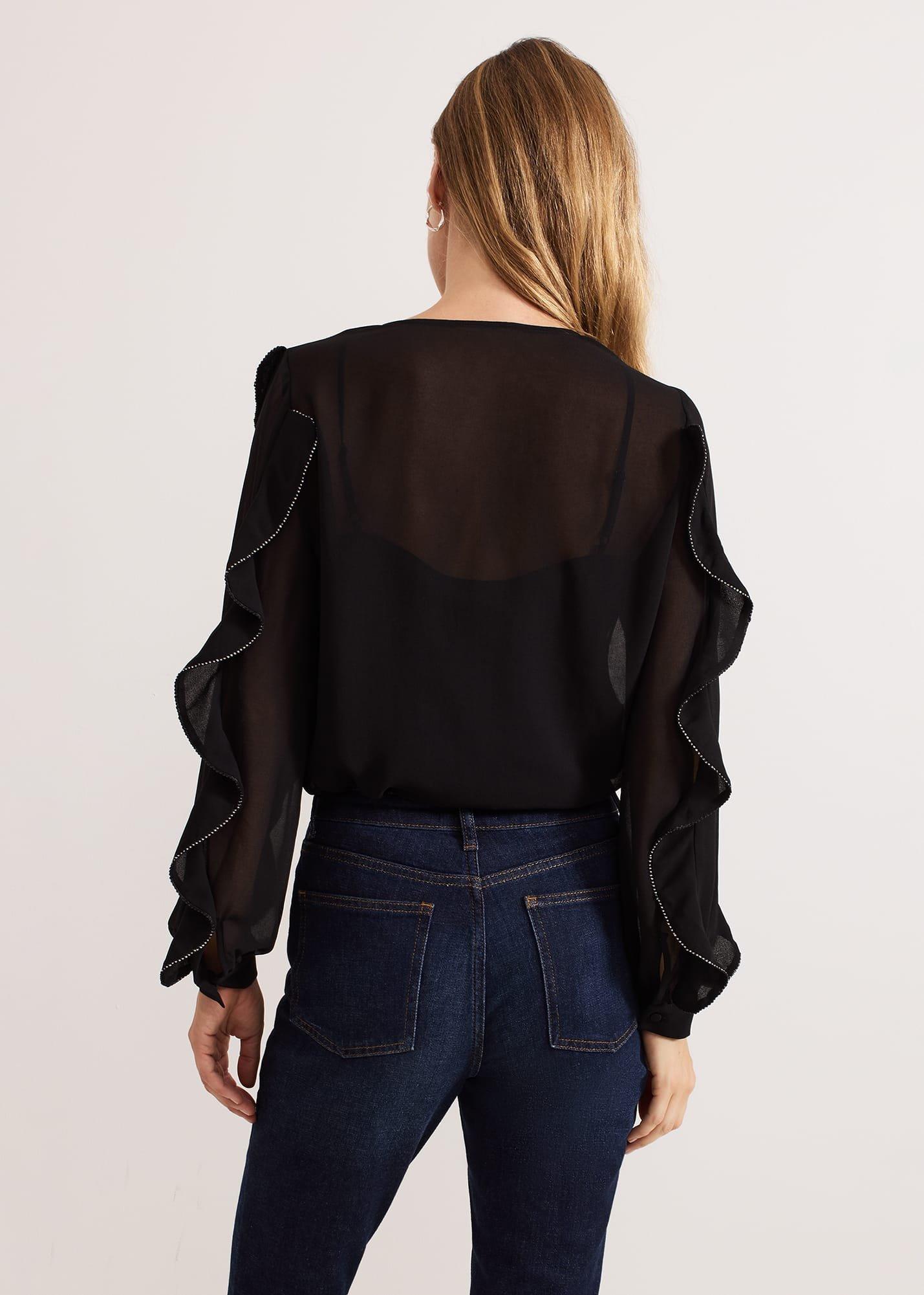 Cordelia Black Ruffle Blouse