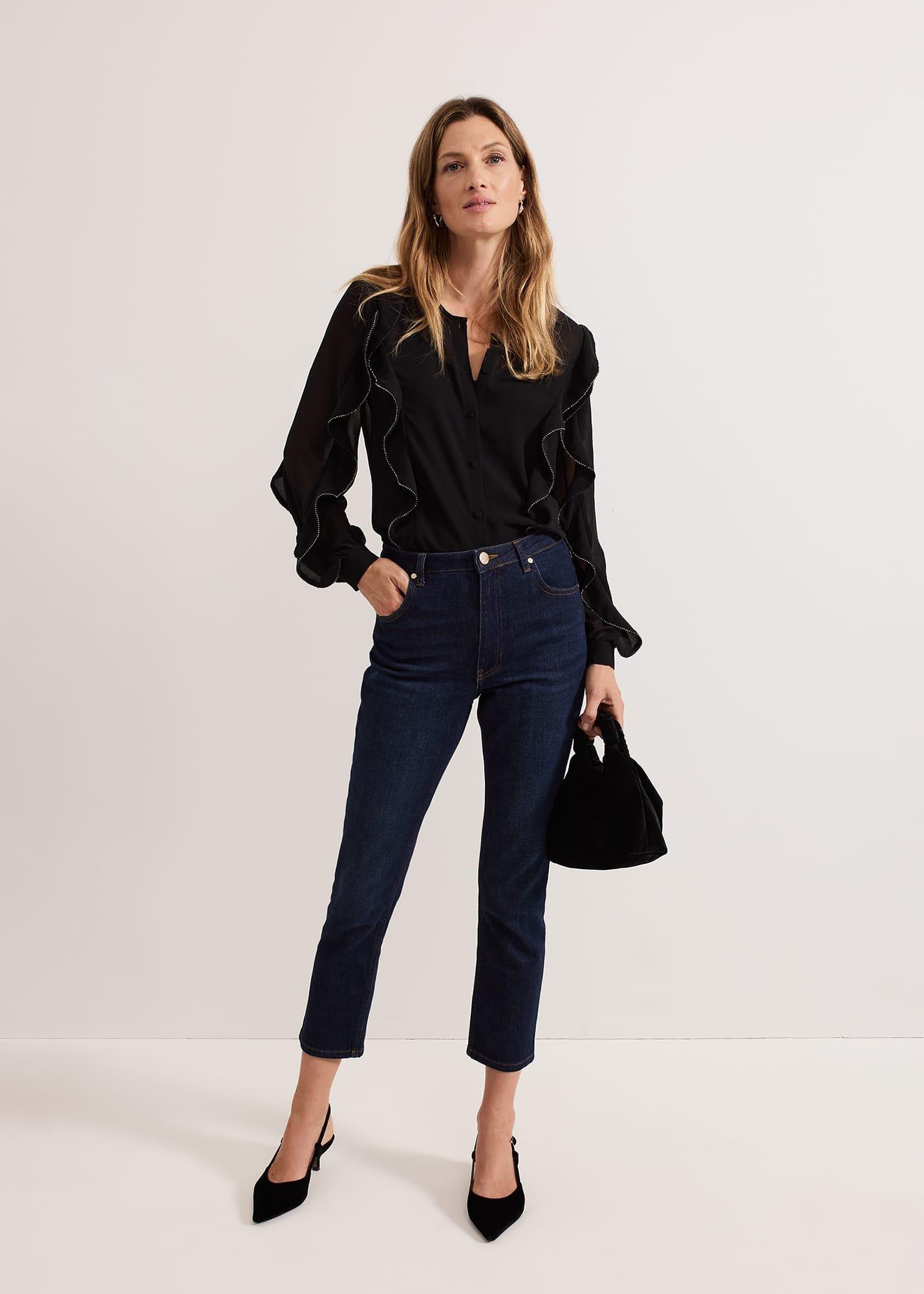 Cordelia Black Ruffle Blouse