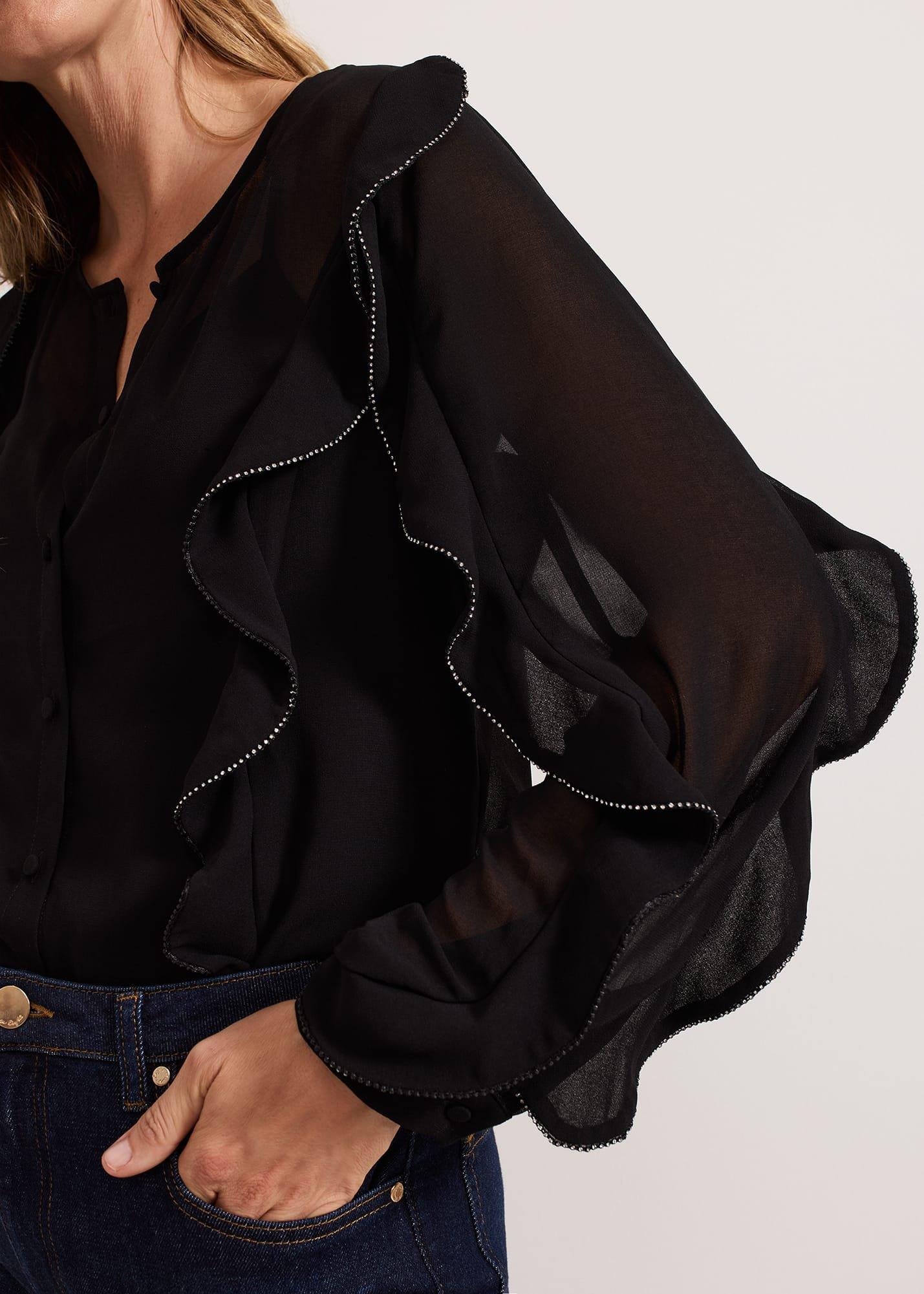 Cordelia Black Ruffle Blouse
