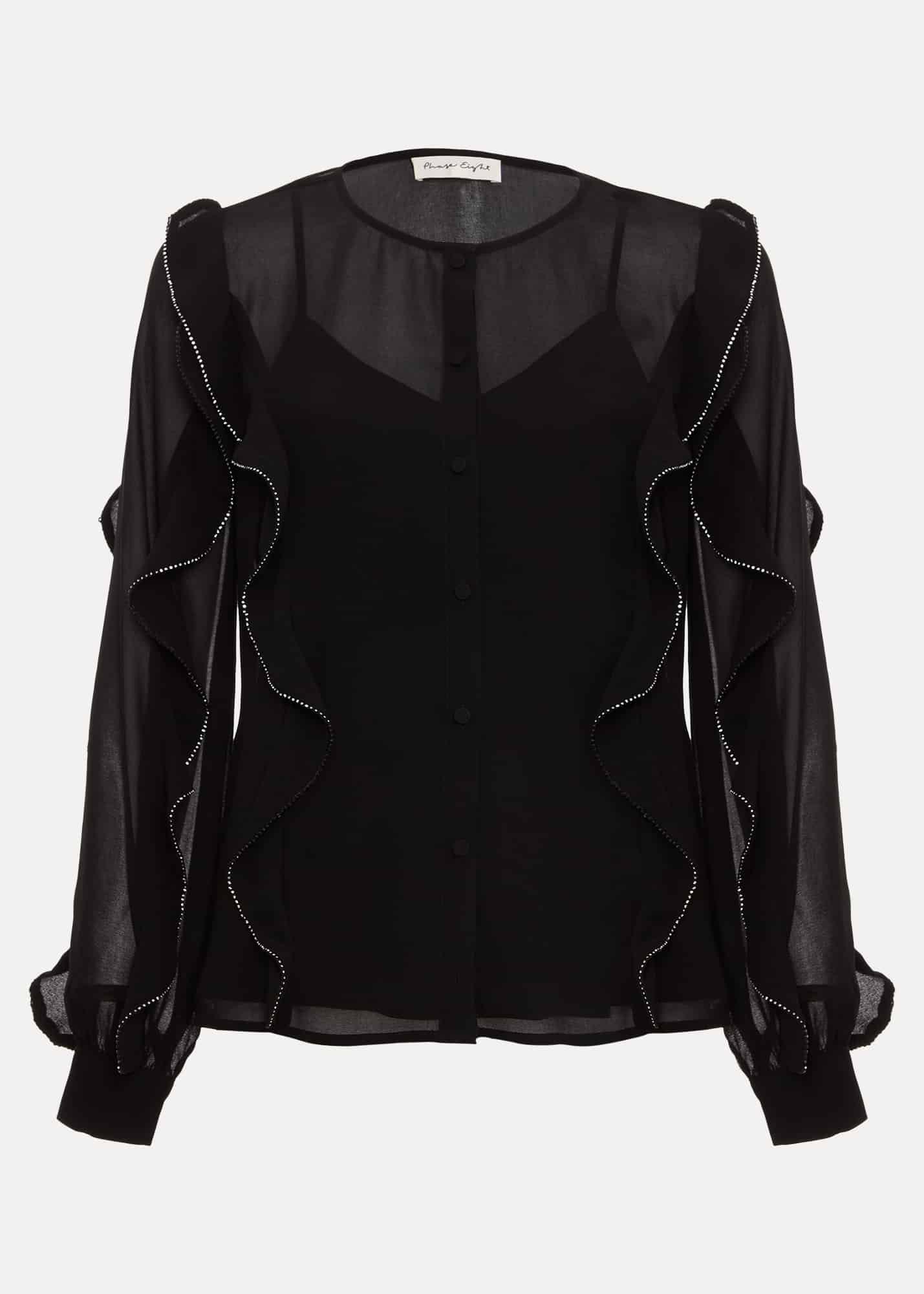 Cordelia Black Ruffle Blouse
