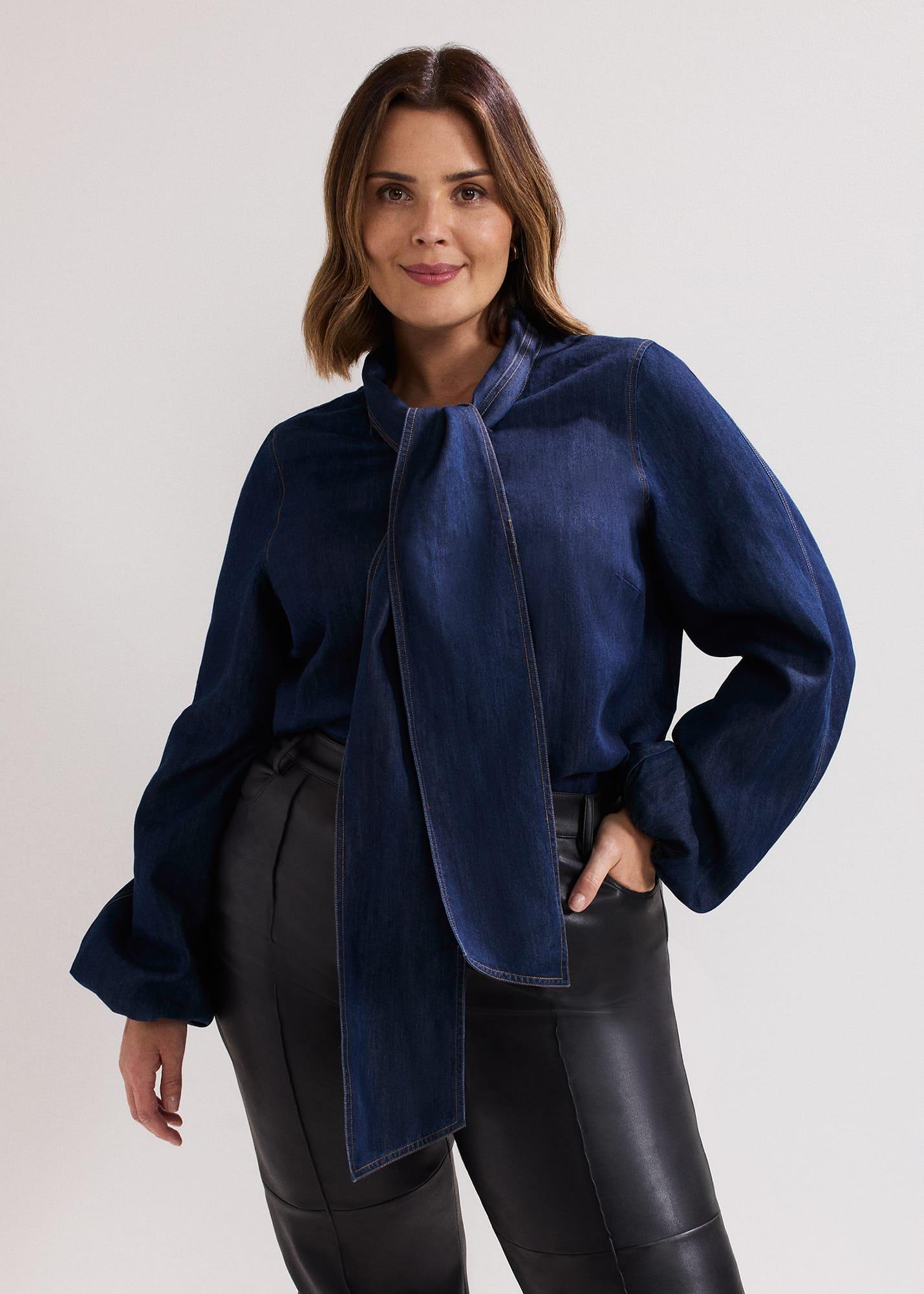 Penelope Denim Tie Blouse