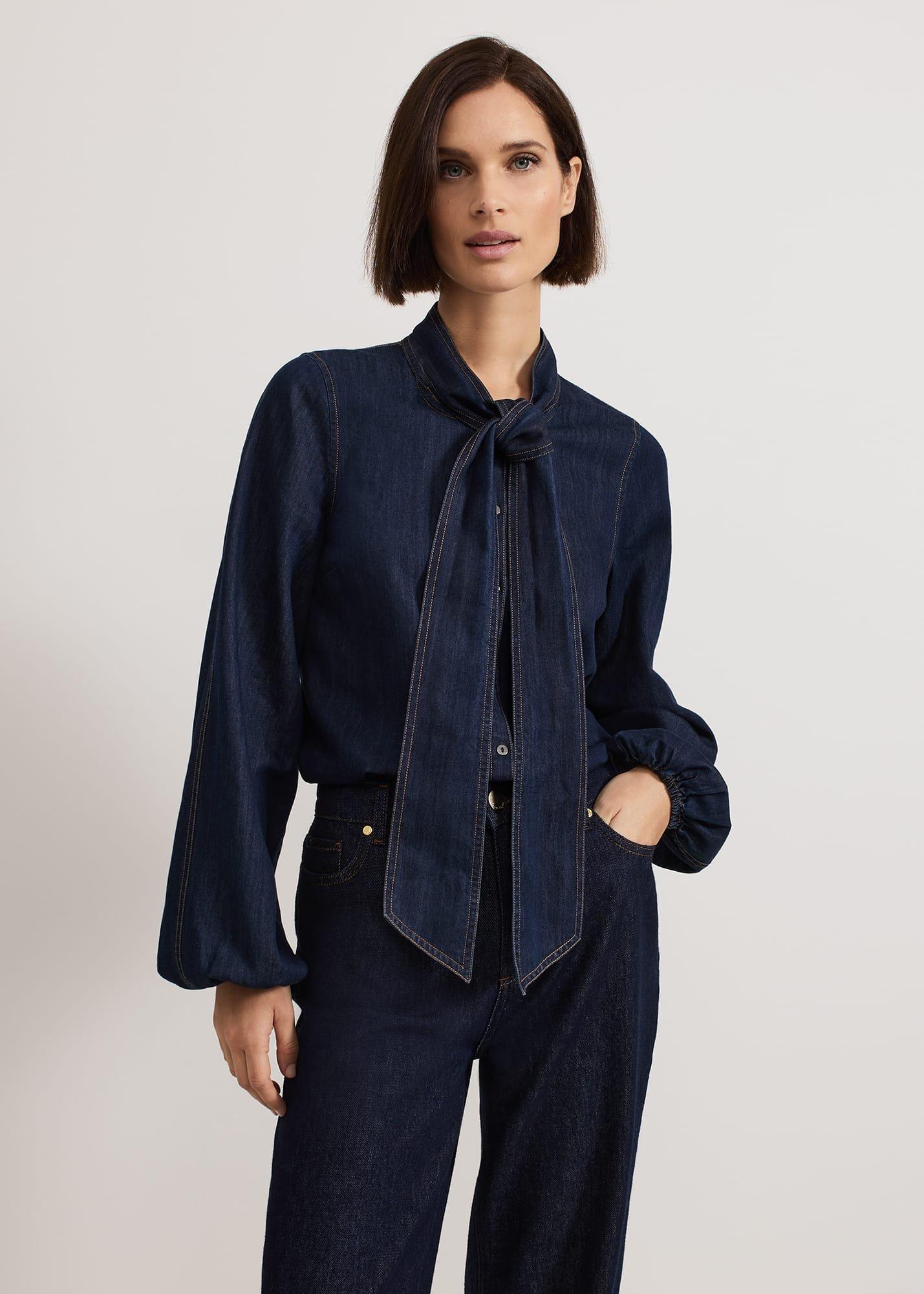 ${product-id}-Penelope Denim Tie Blouse-Denim-${view-type}
