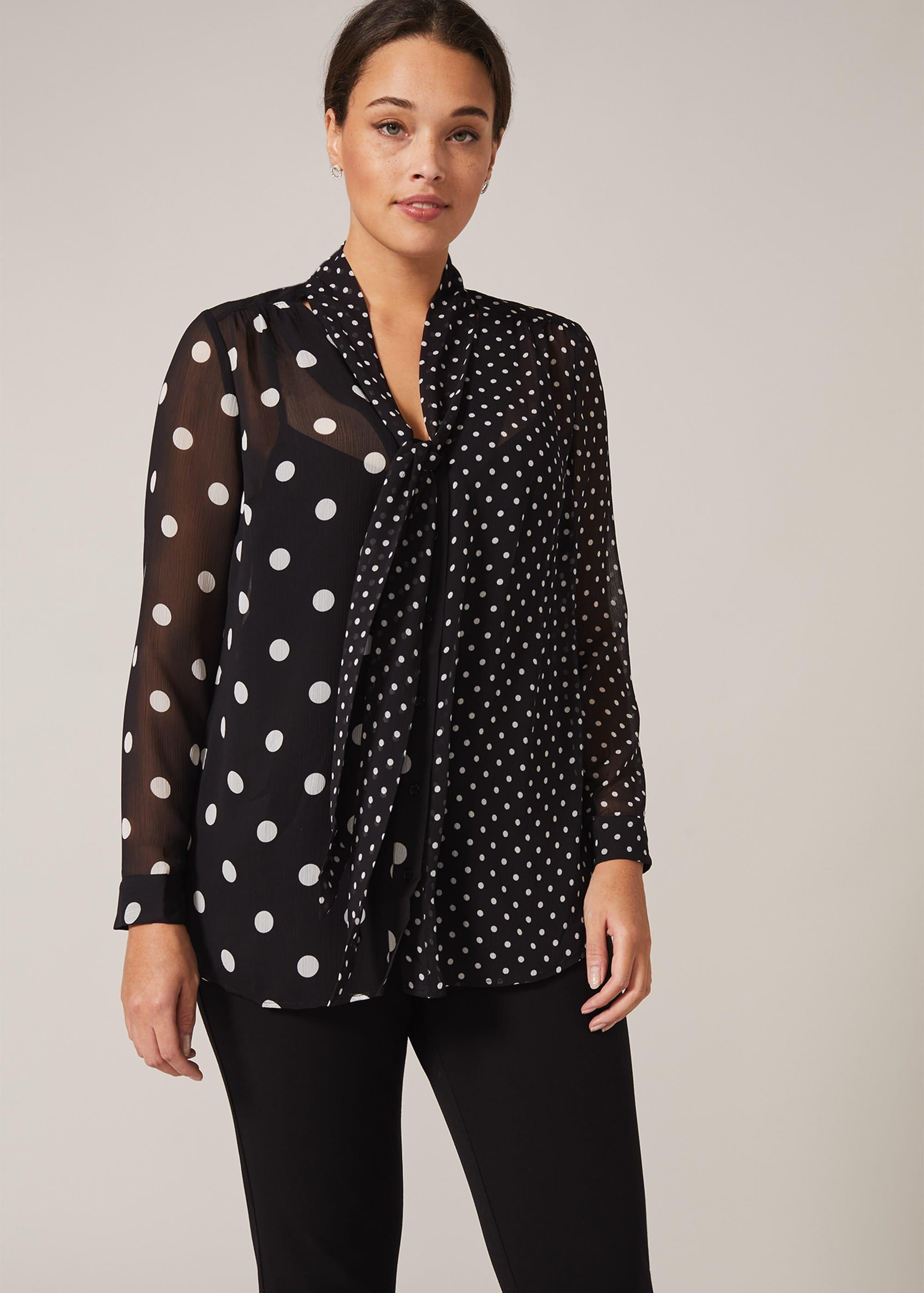 Nikki Spot Tie Blouse
