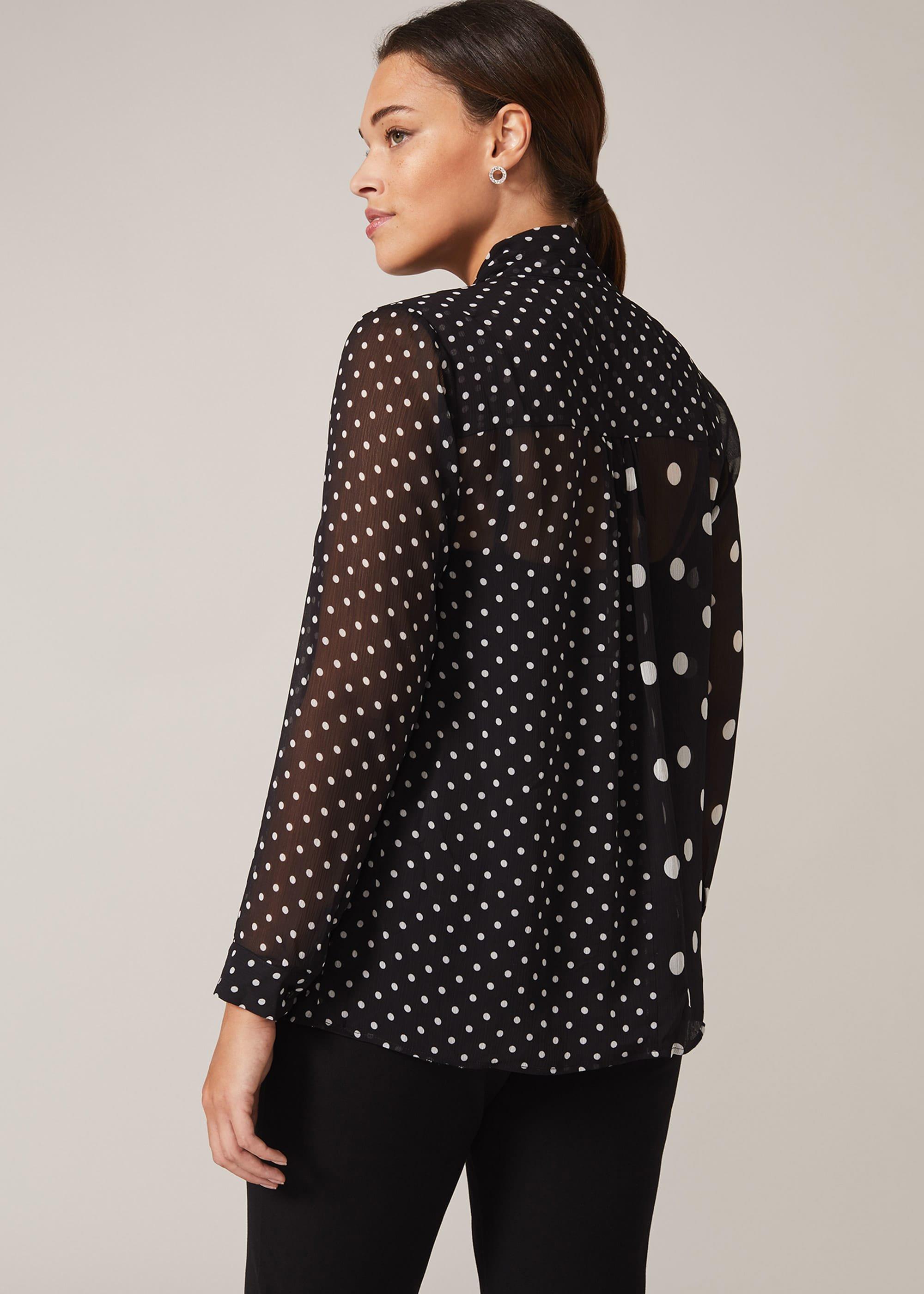 Nikki Spot Tie Blouse