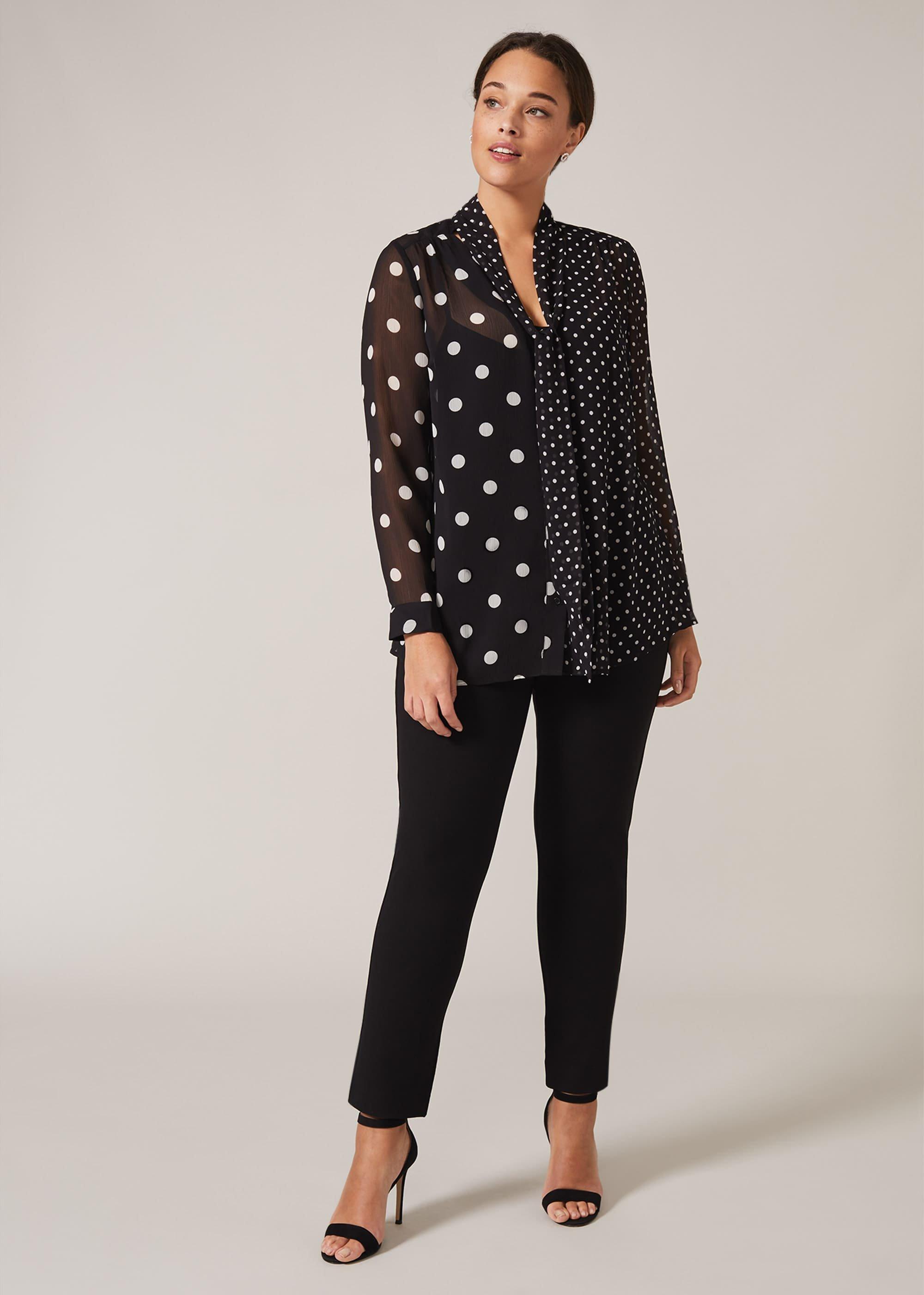 Nikki Spot Tie Blouse