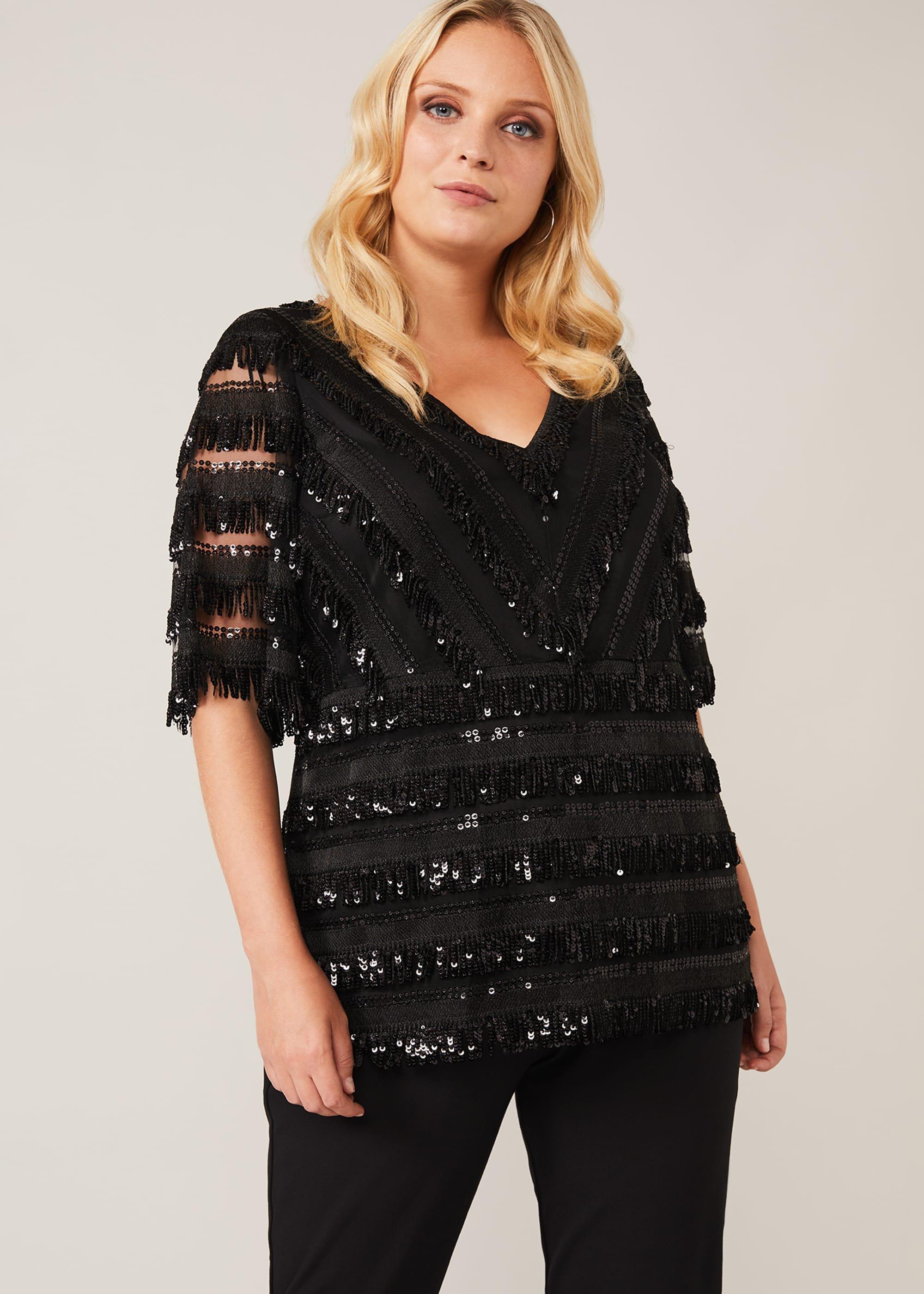 Carol Sequin Fringe Top