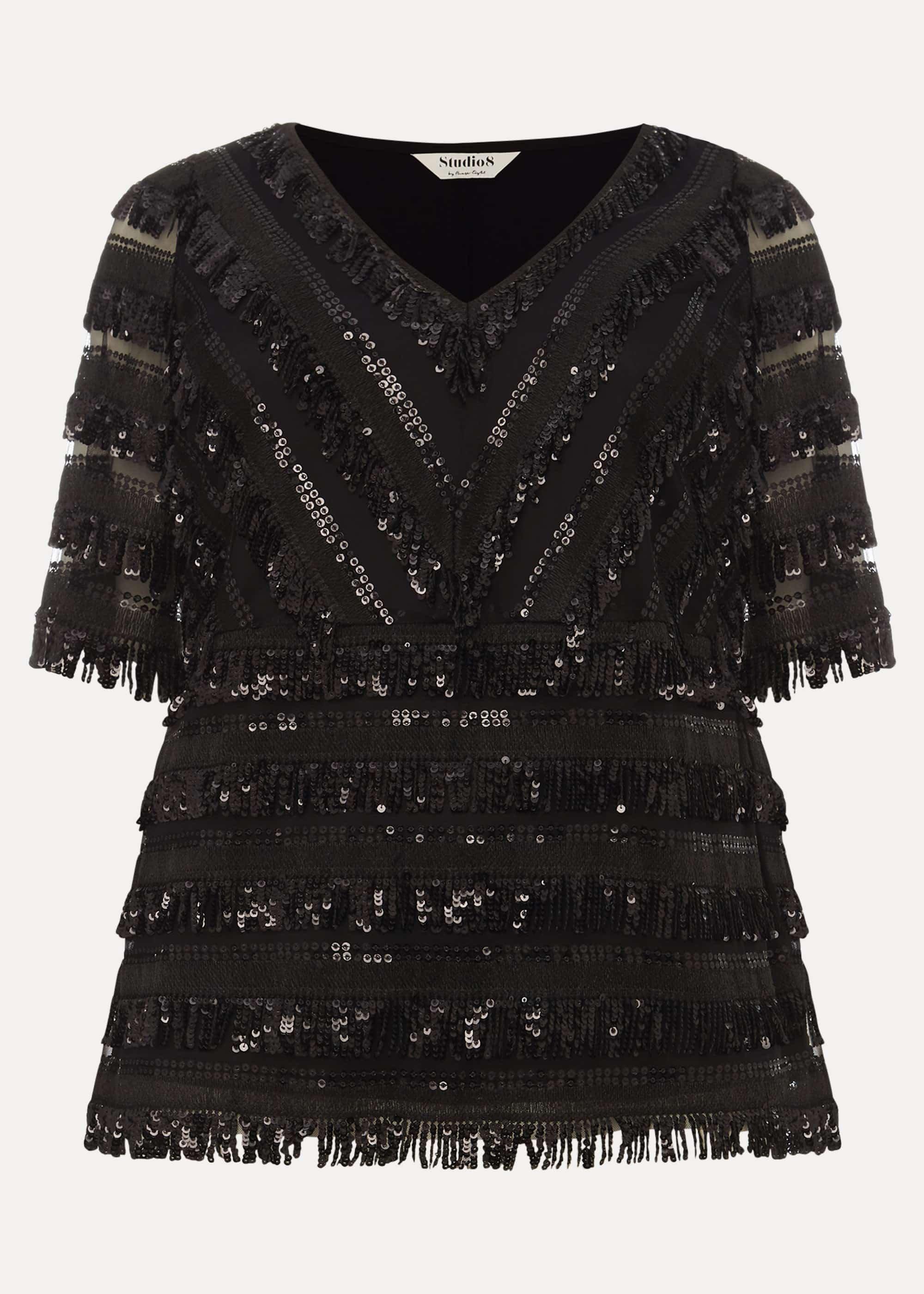 Carol Sequin Fringe Top