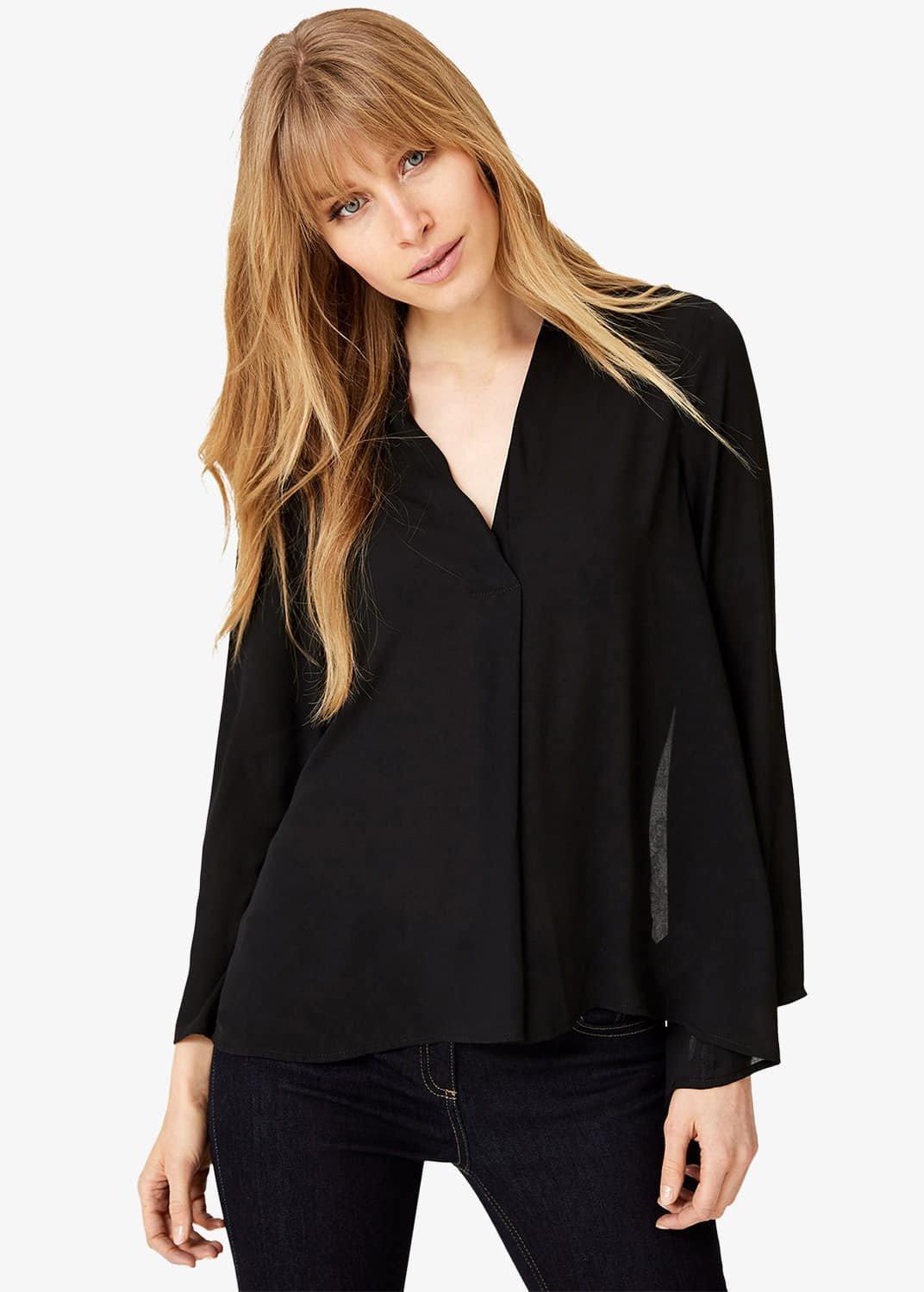 Ruthie V Neck Lace Back Blouse