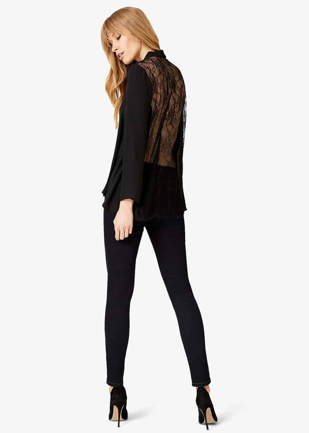 Ruthie V Neck Lace Back Blouse