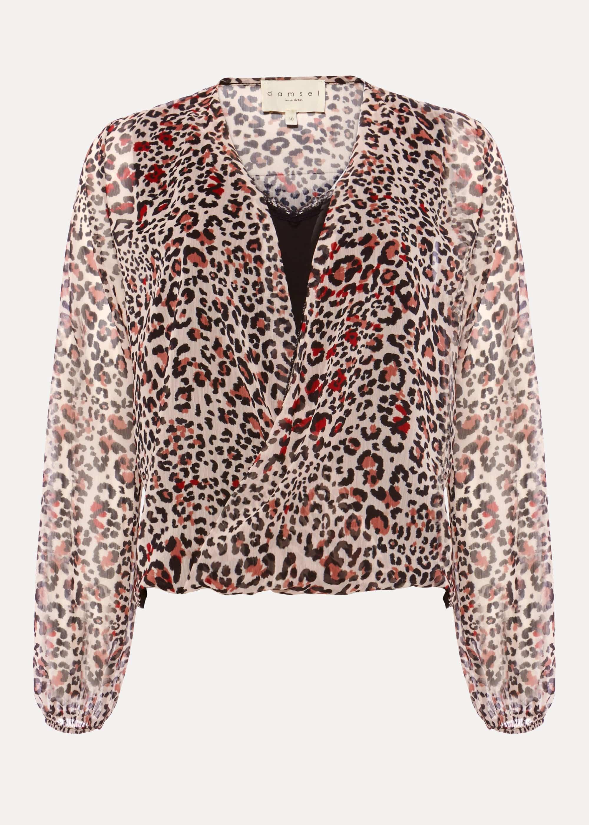 Caley Animal Print Wrap Blouse