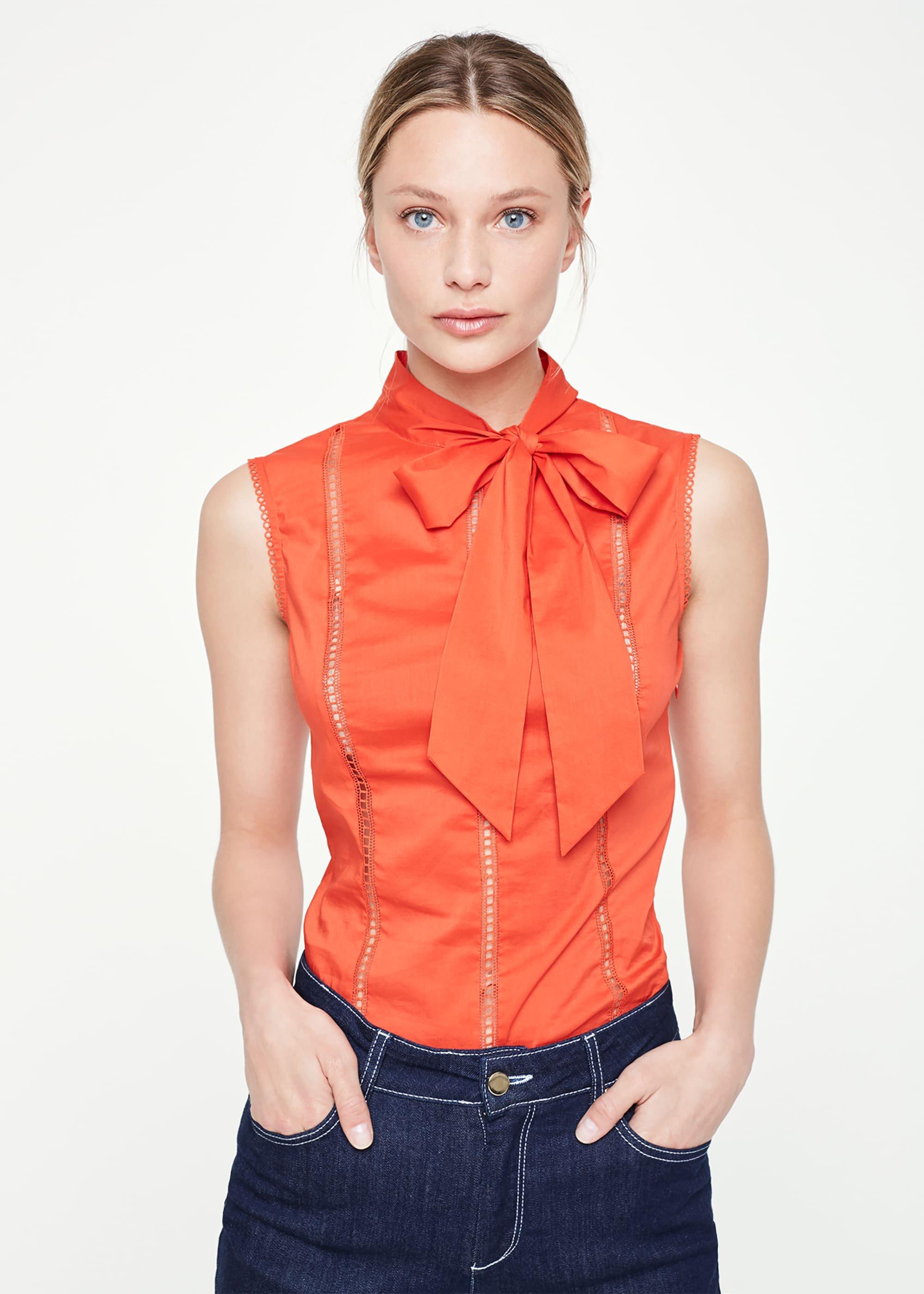 Caydence Cotton Pussybow Blouse