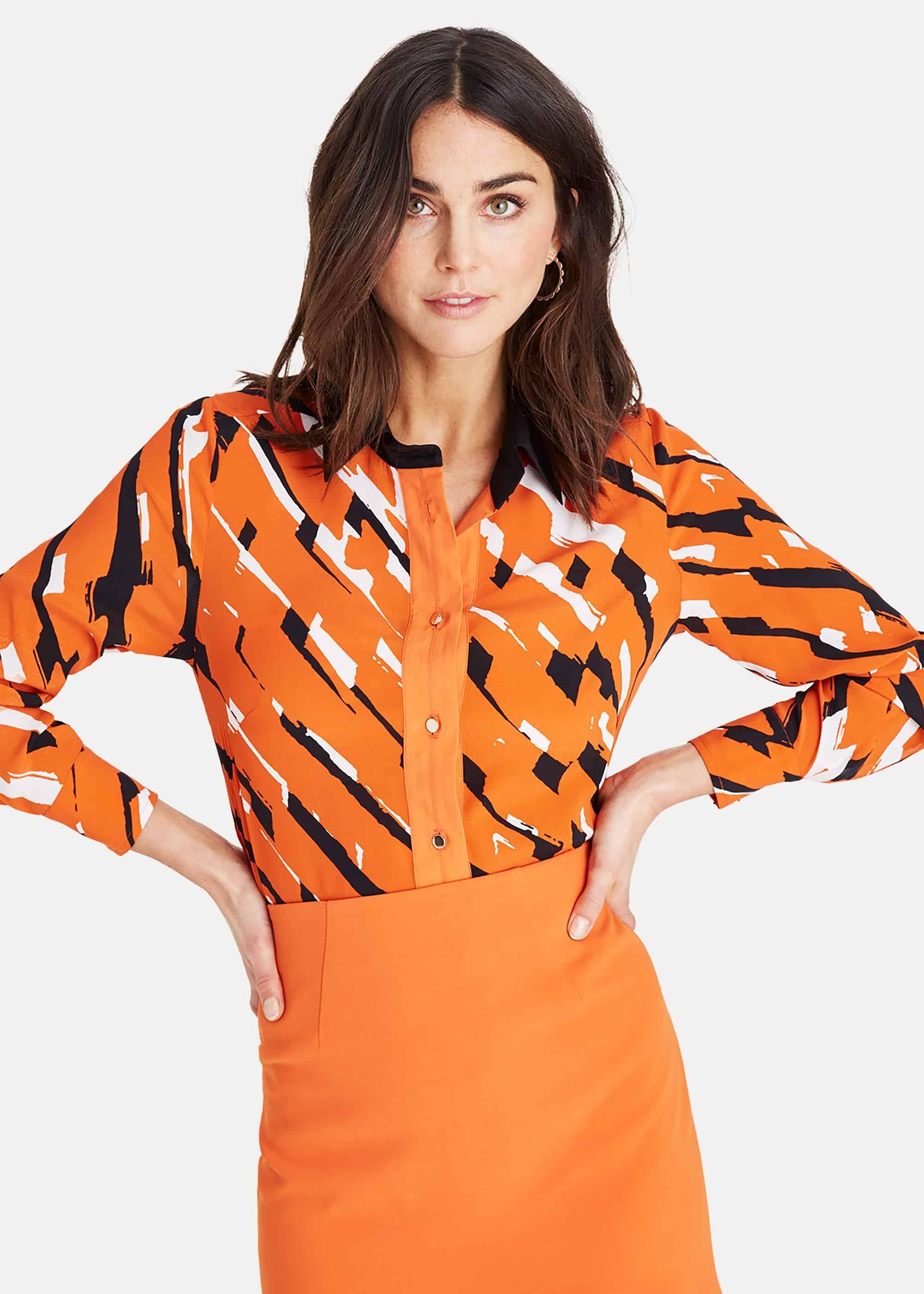 Drina Silk Blend Print Shirt