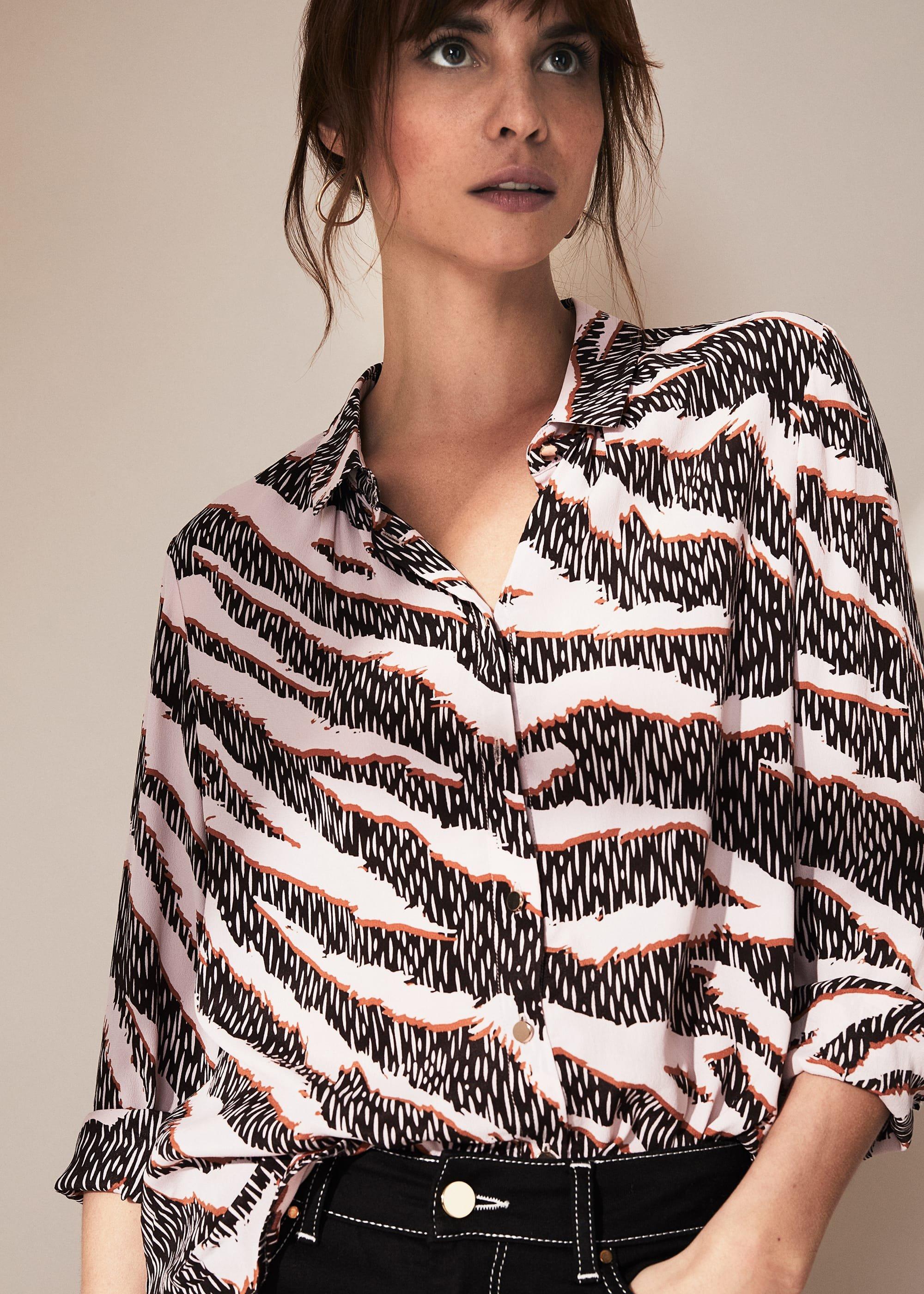 Averie Silk Blend Zebra Blouse