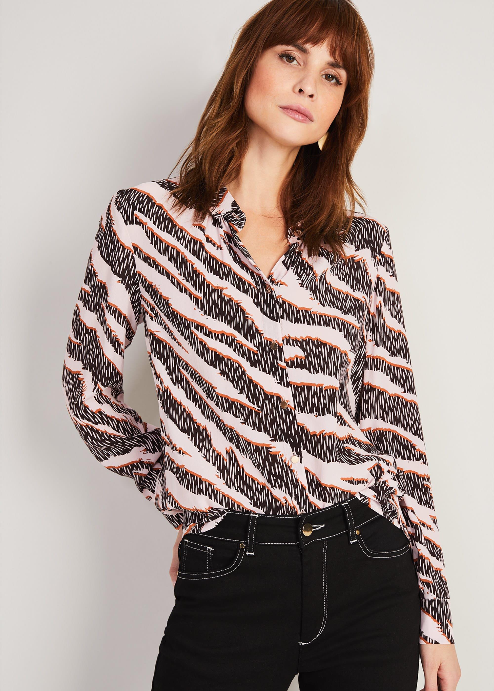 Averie Silk Blend Zebra Blouse