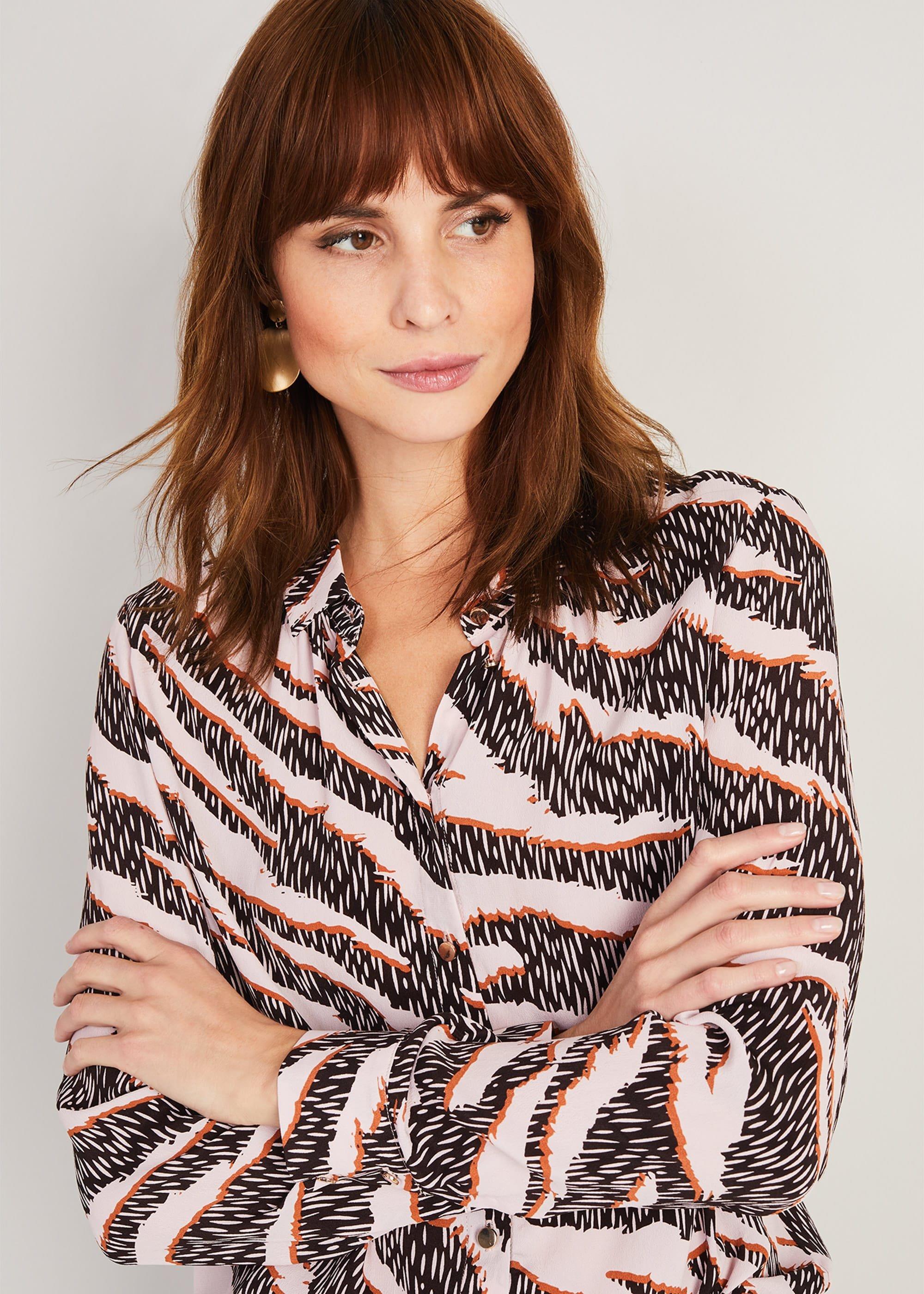 Averie Silk Blend Zebra Blouse