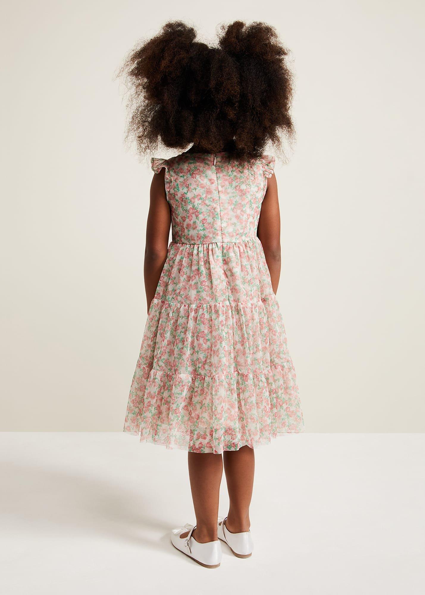 Asha Mesh Floral Smock Dress