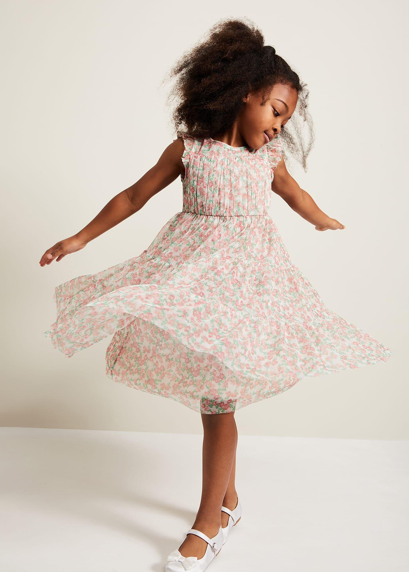 Asha Mesh Floral Smock Dress