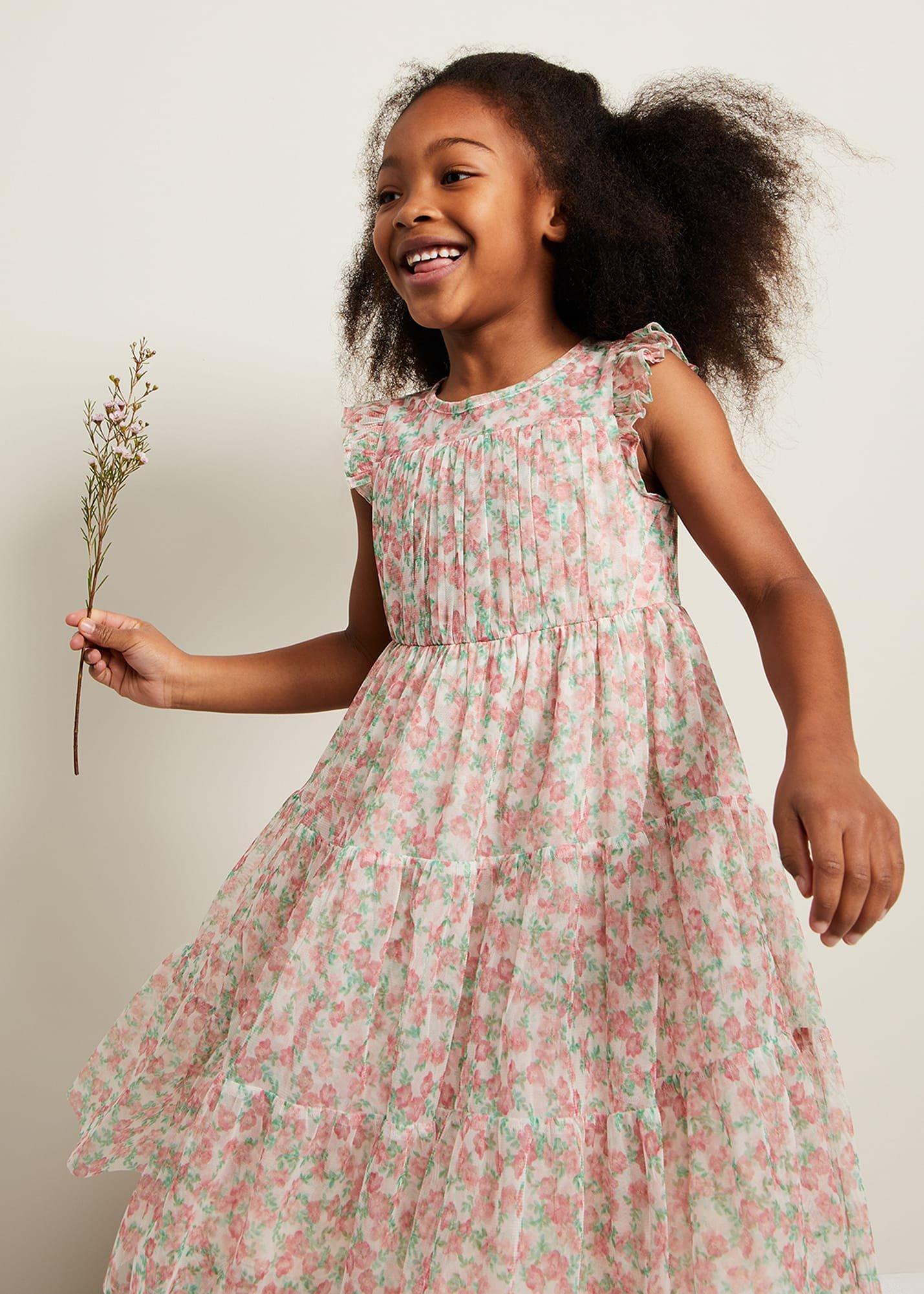 Asha Mesh Floral Smock Dress