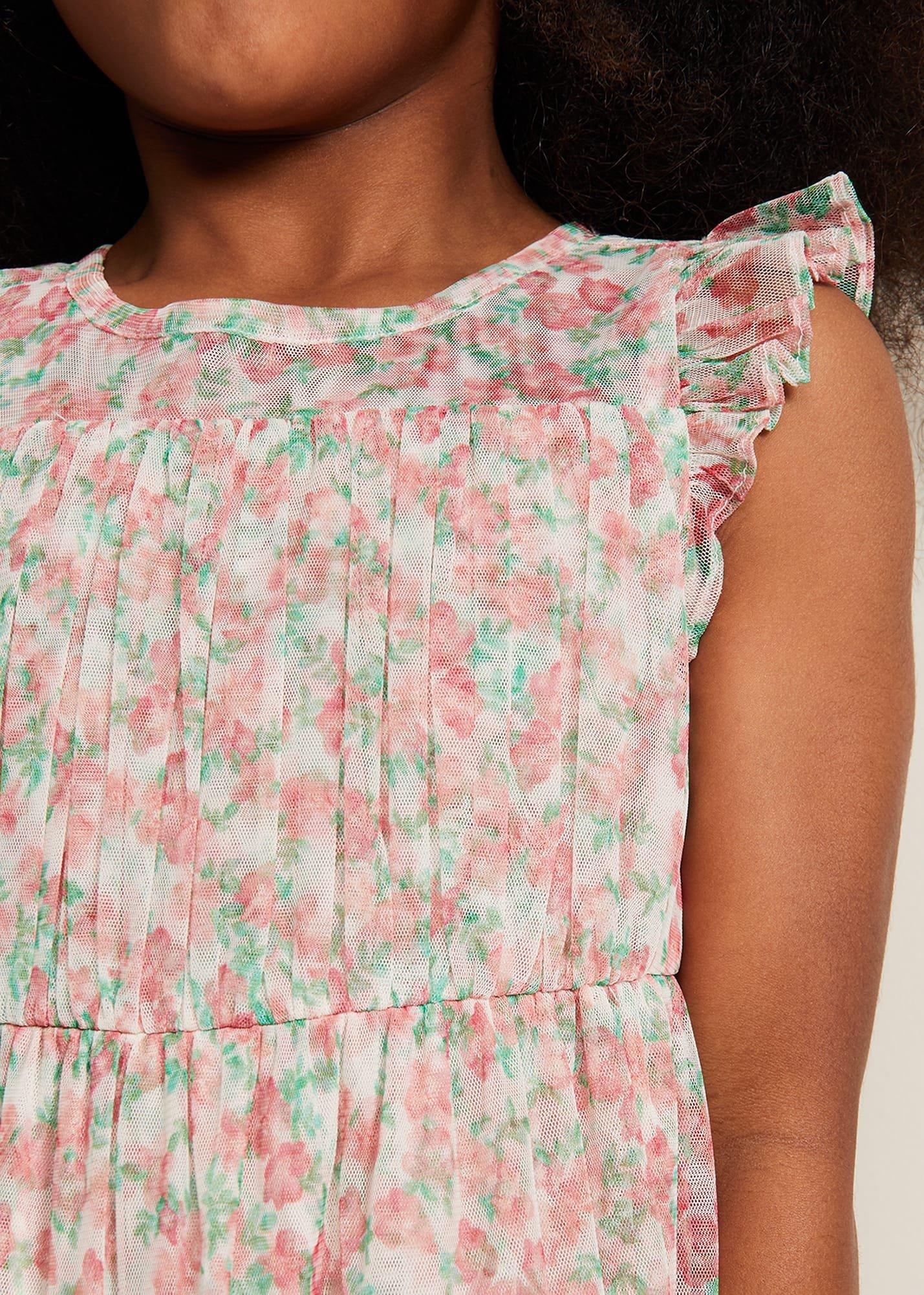 Asha Mesh Floral Smock Dress