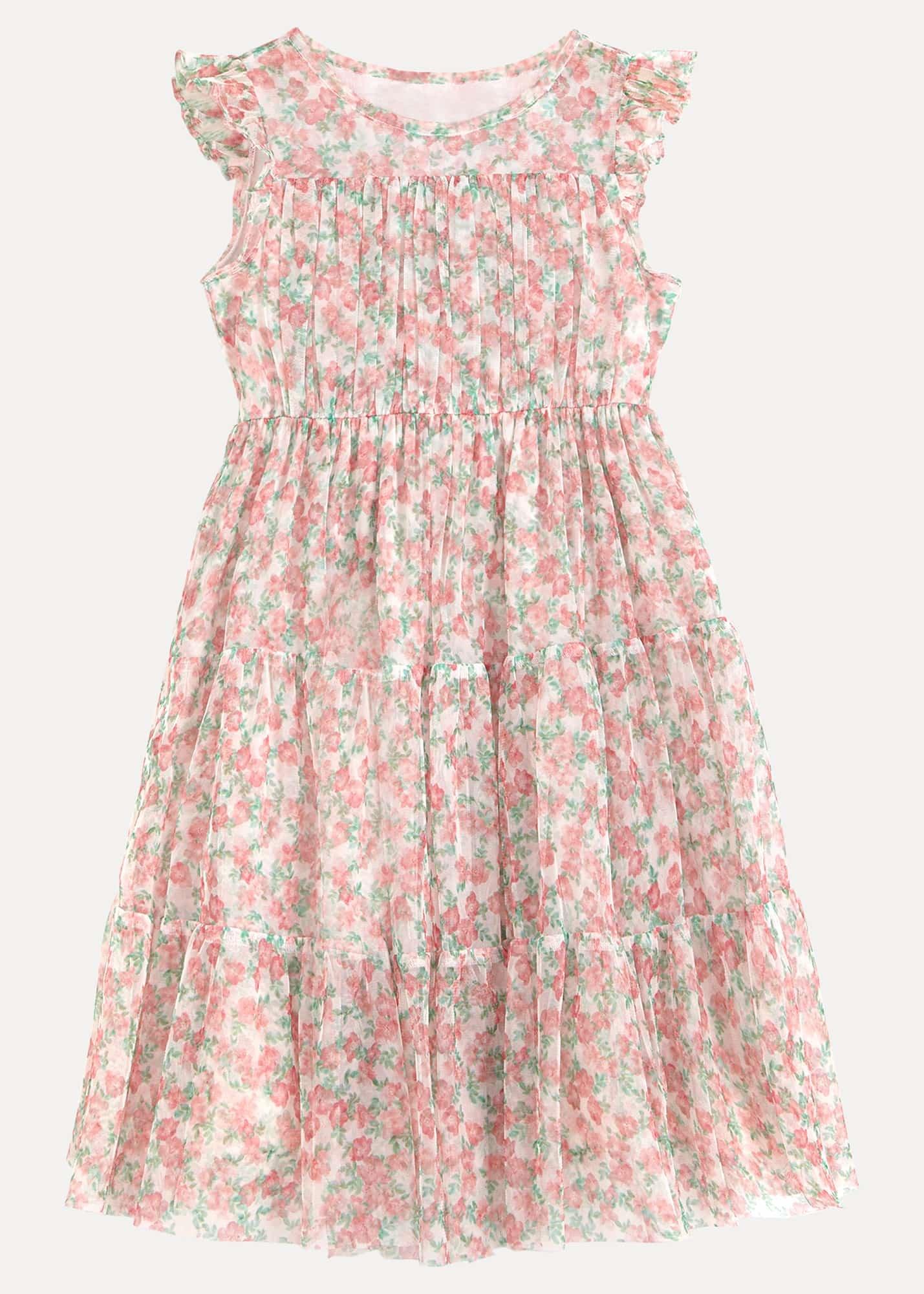 Asha Mesh Floral Smock Dress