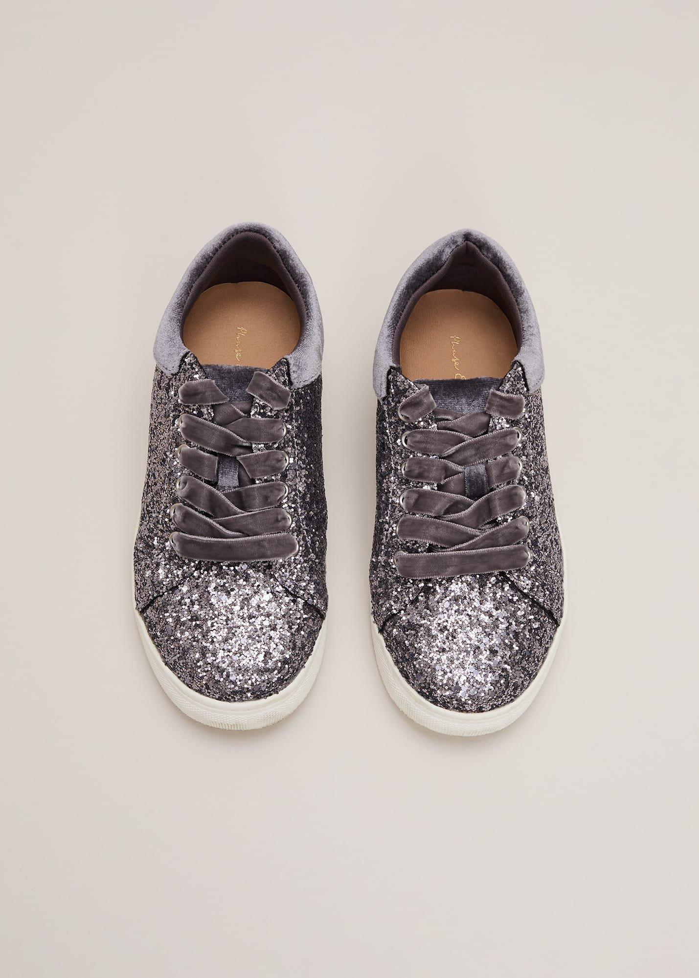 Grey Glitter Trainers