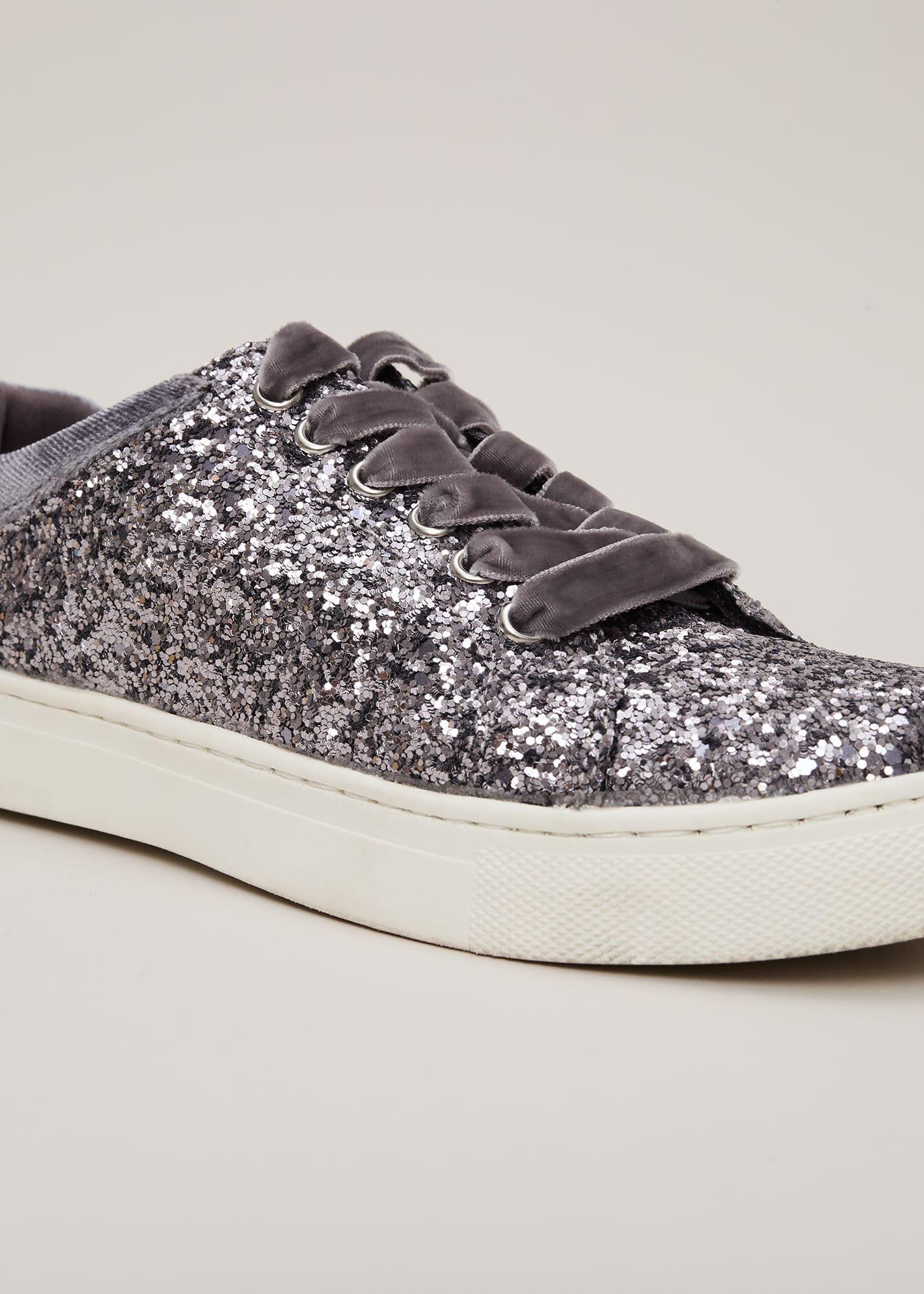 Grey Glitter Trainers