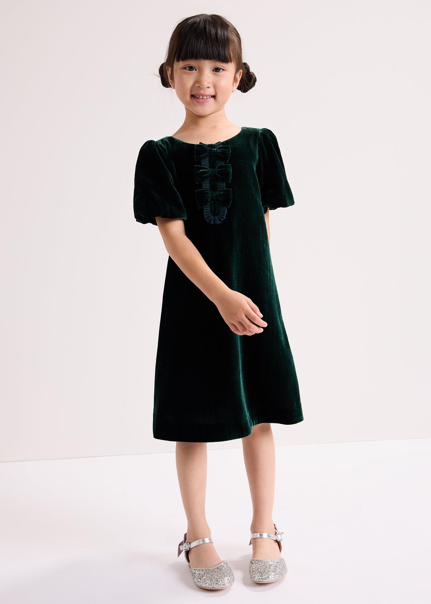 Beatrice Dark Green Velvet Swing Dress