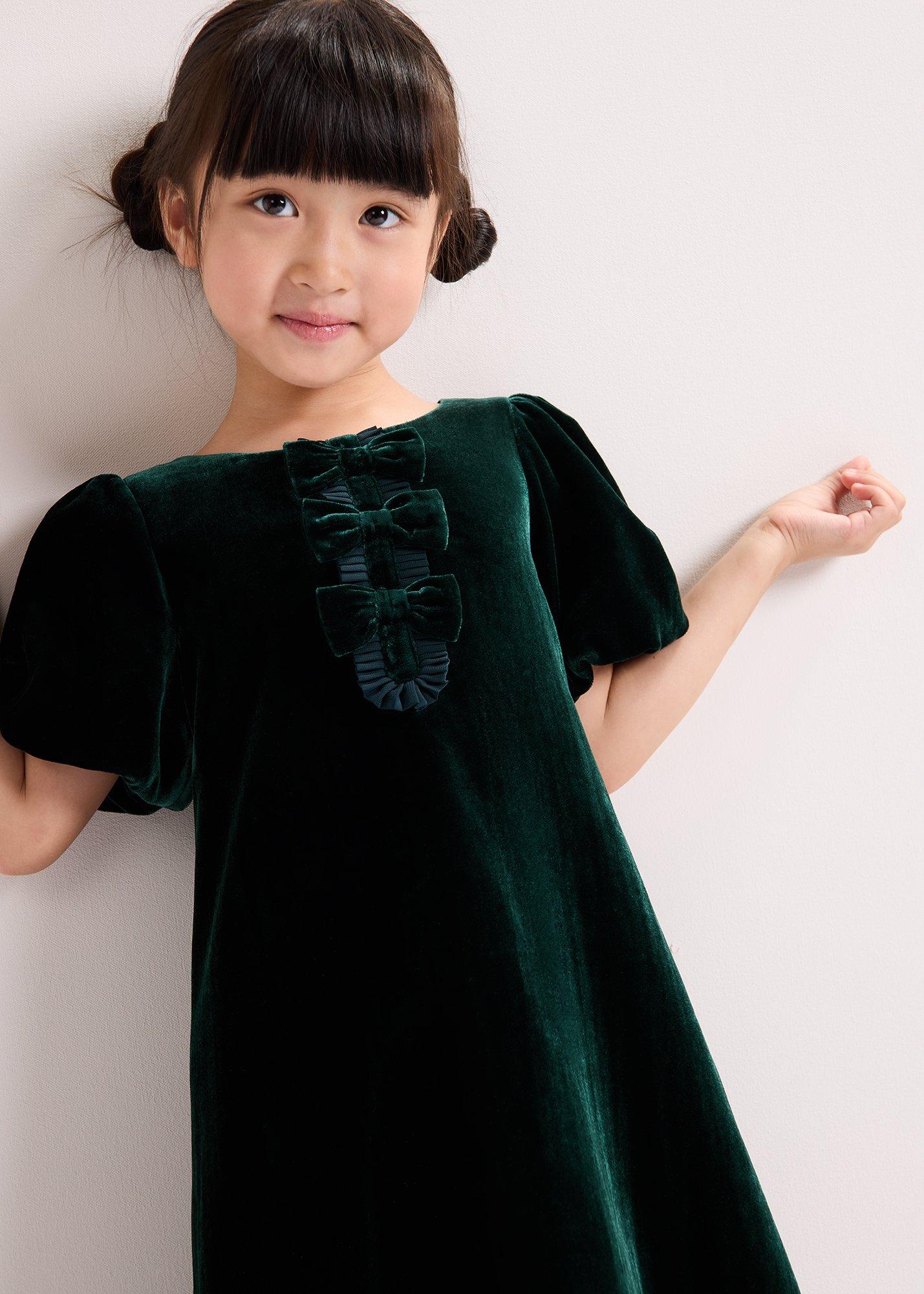 Beatrice Dark Green Velvet Swing Dress