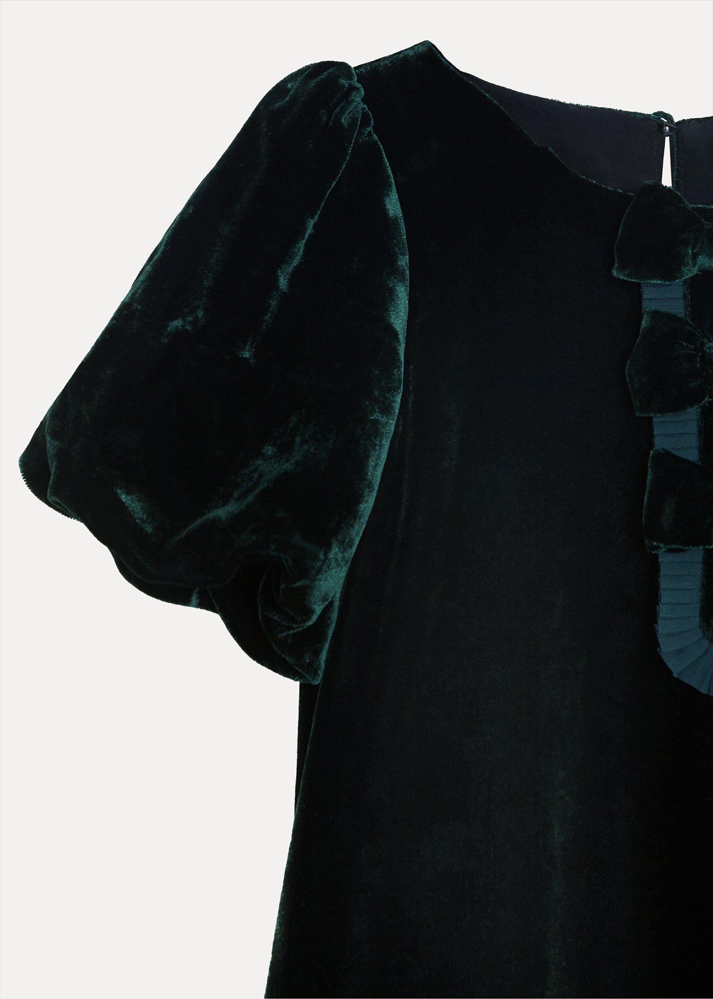 Beatrice Dark Green Velvet Swing Dress