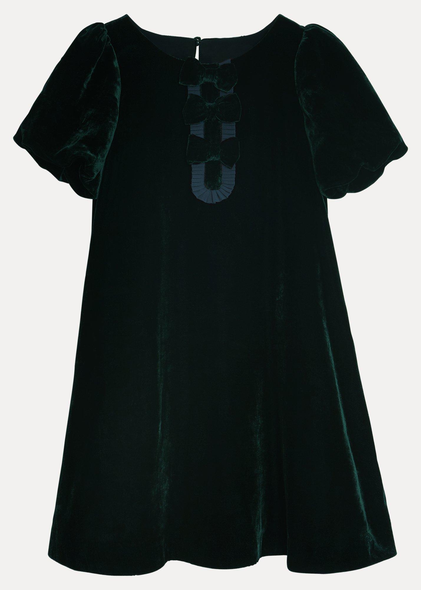 Beatrice Dark Green Velvet Swing Dress