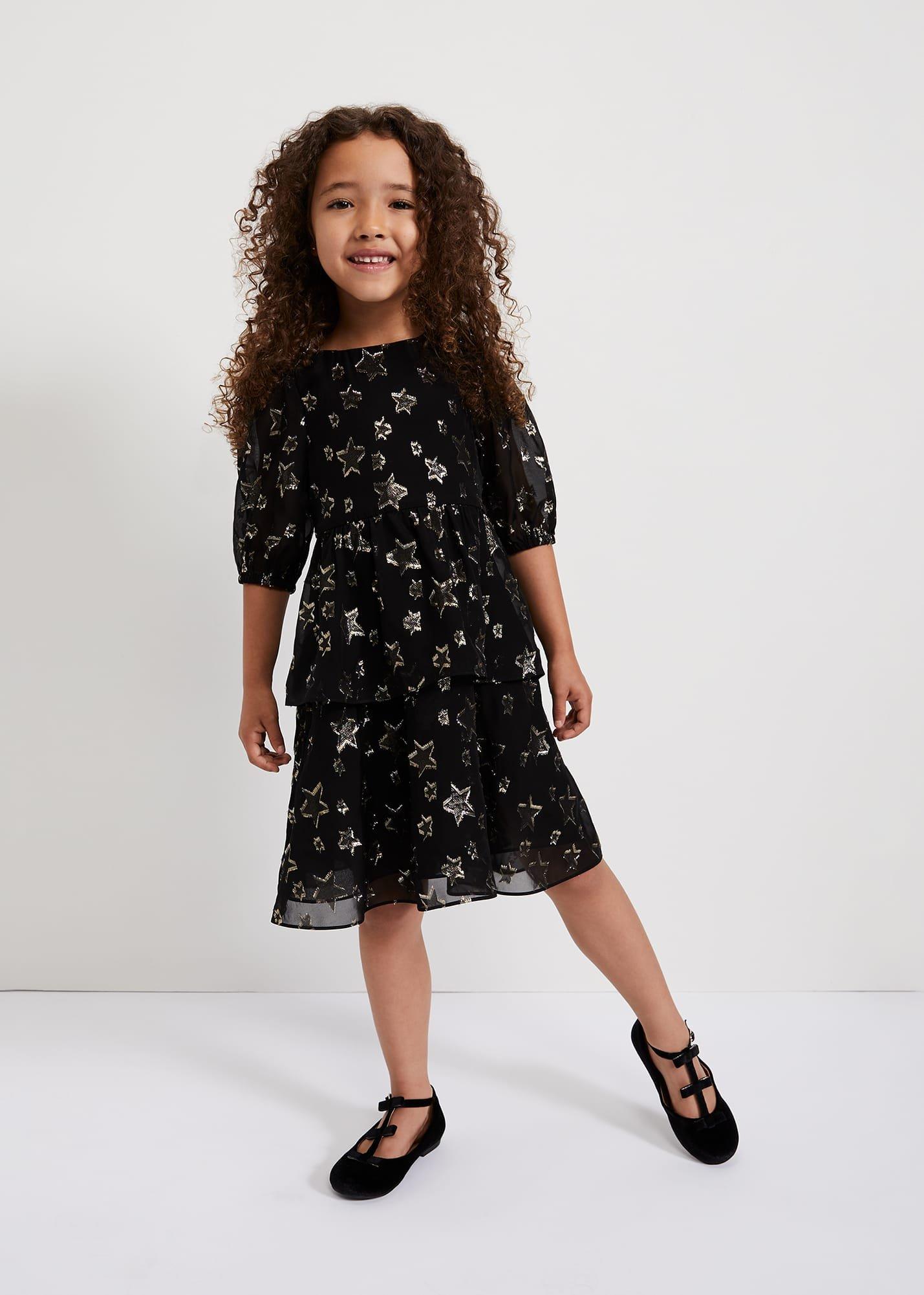 Nala Black Sparkly Smock Dress