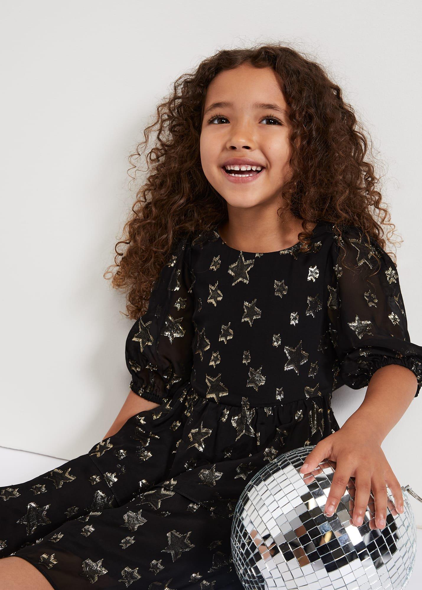 Nala Black Sparkly Smock Dress