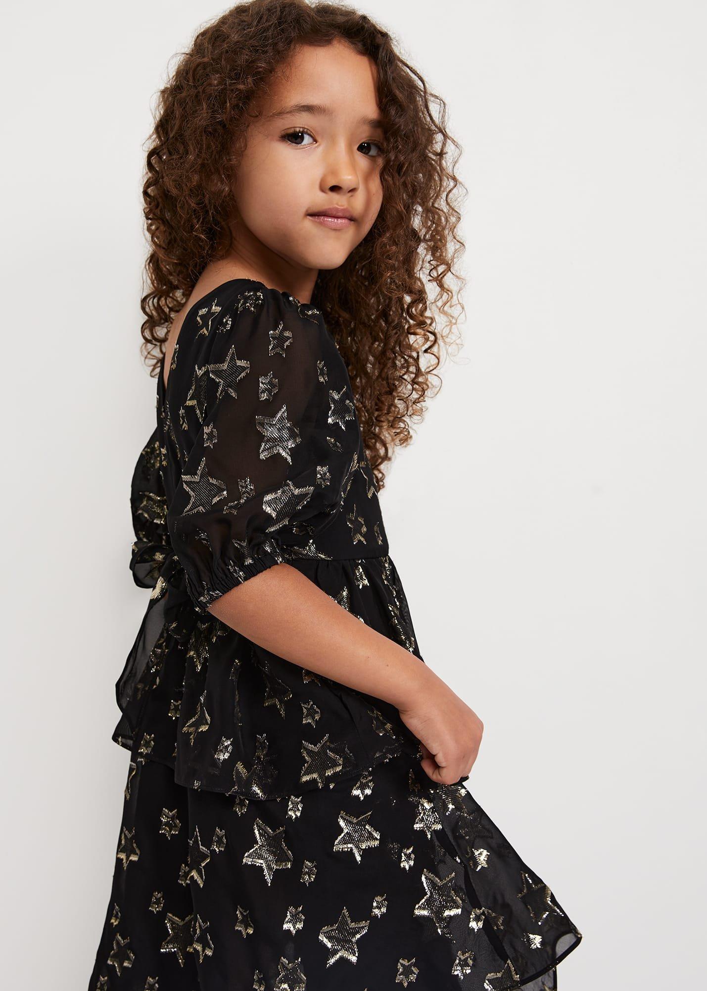 Nala Black Sparkly Smock Dress