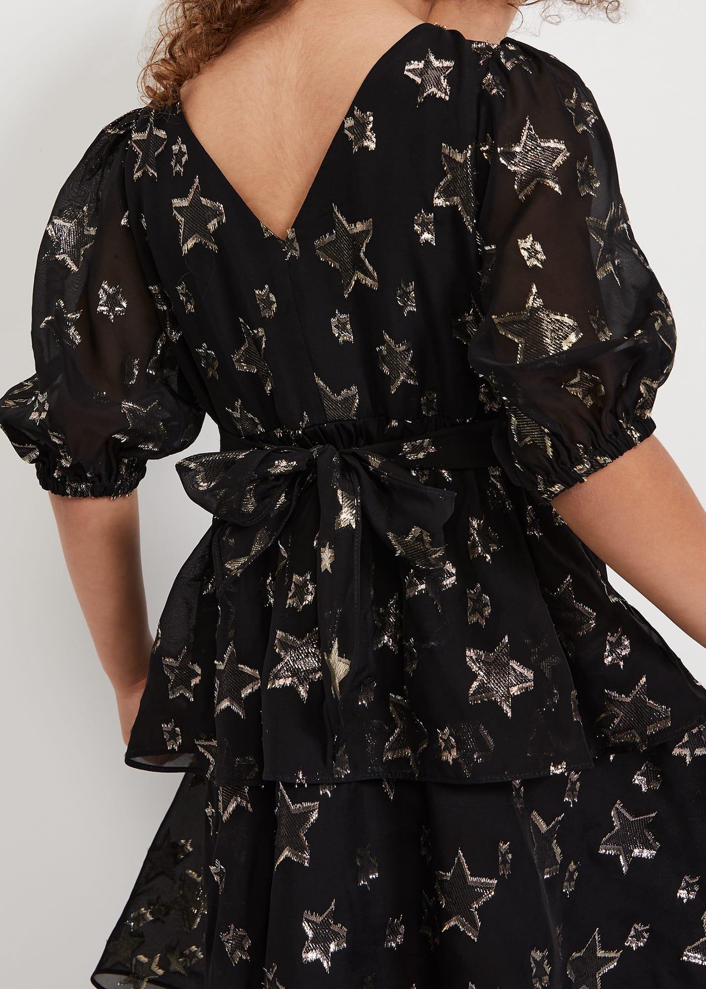 Nala Black Sparkly Smock Dress