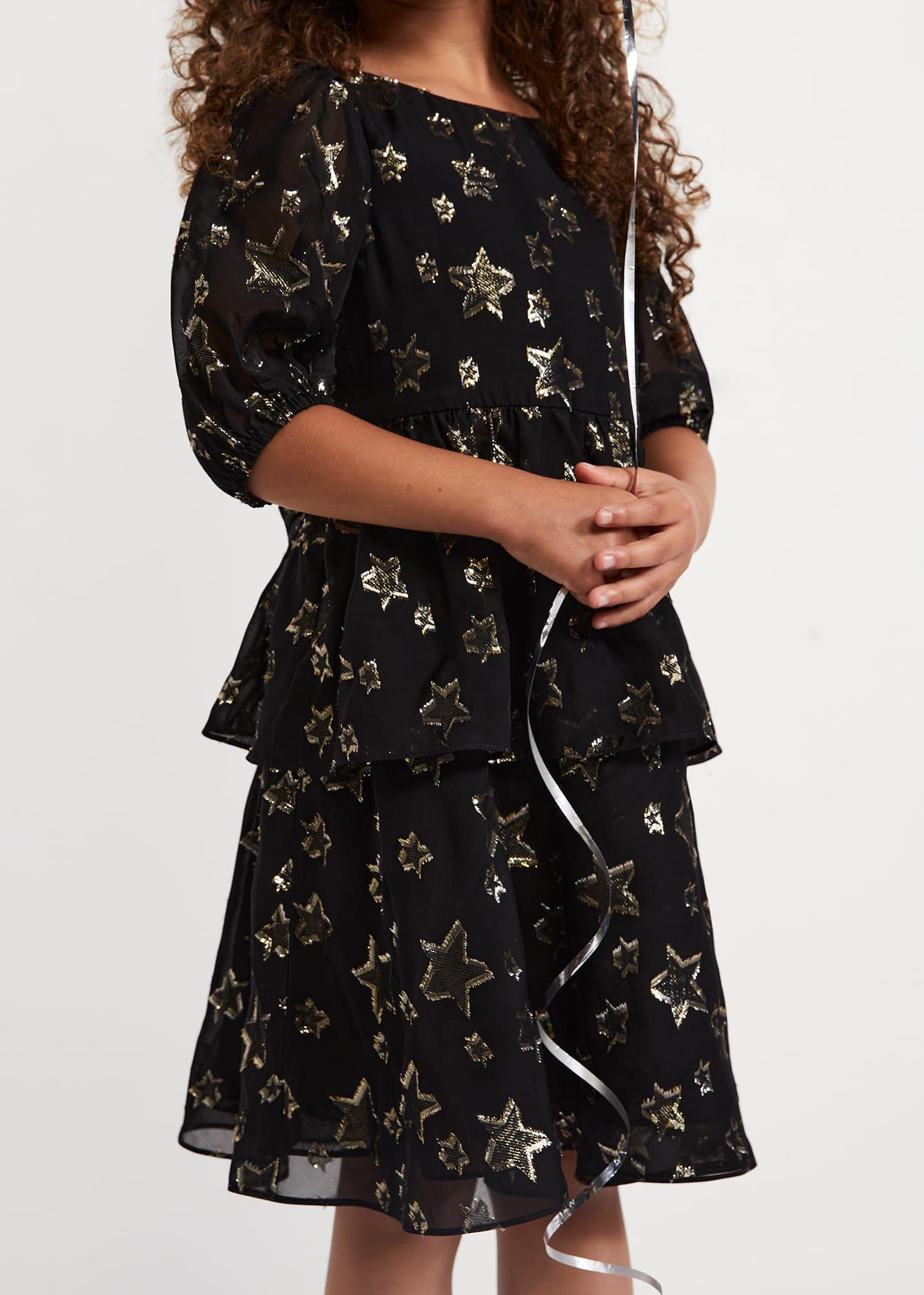 Nala Black Sparkly Smock Dress