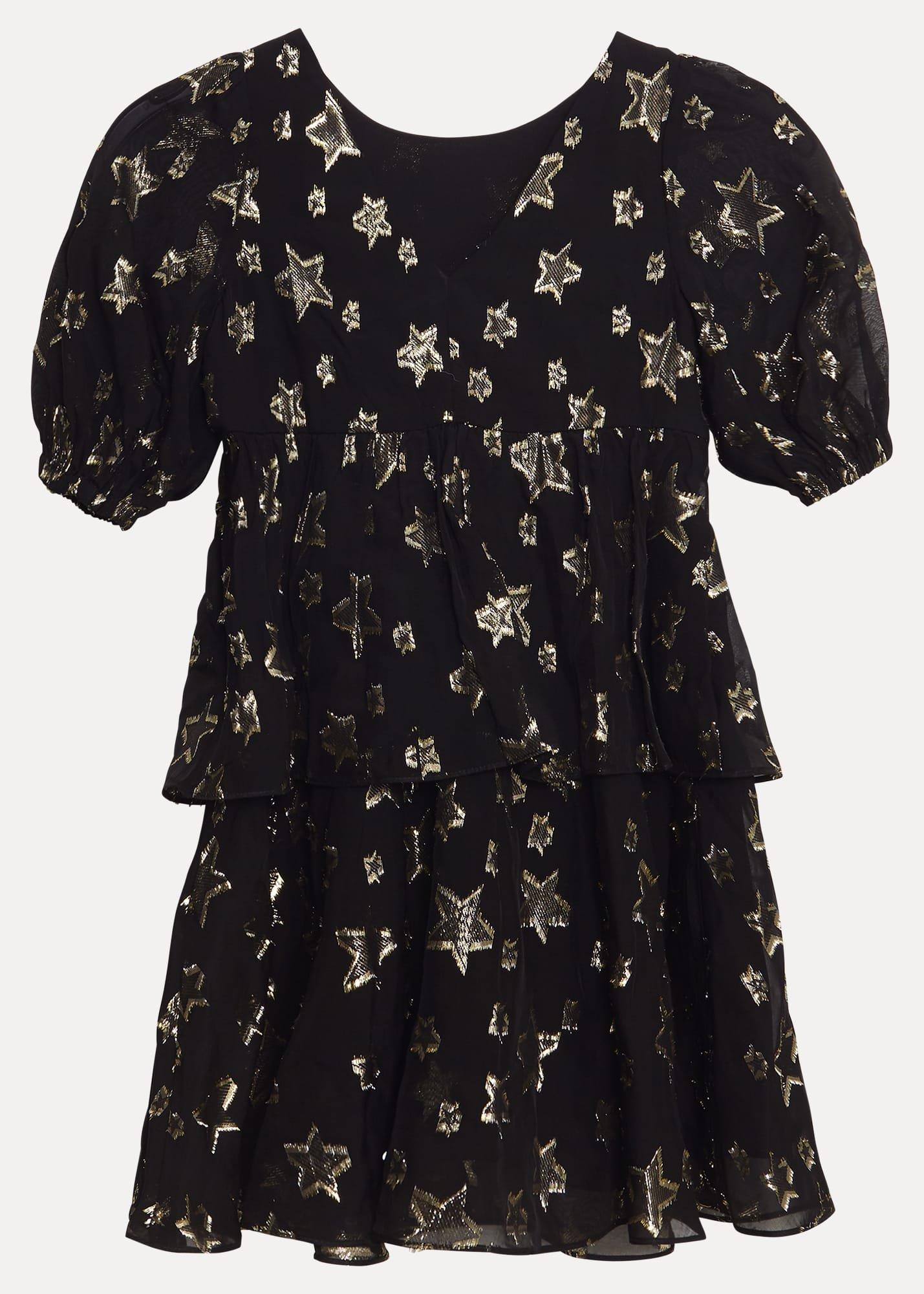 Nala Black Sparkly Smock Dress