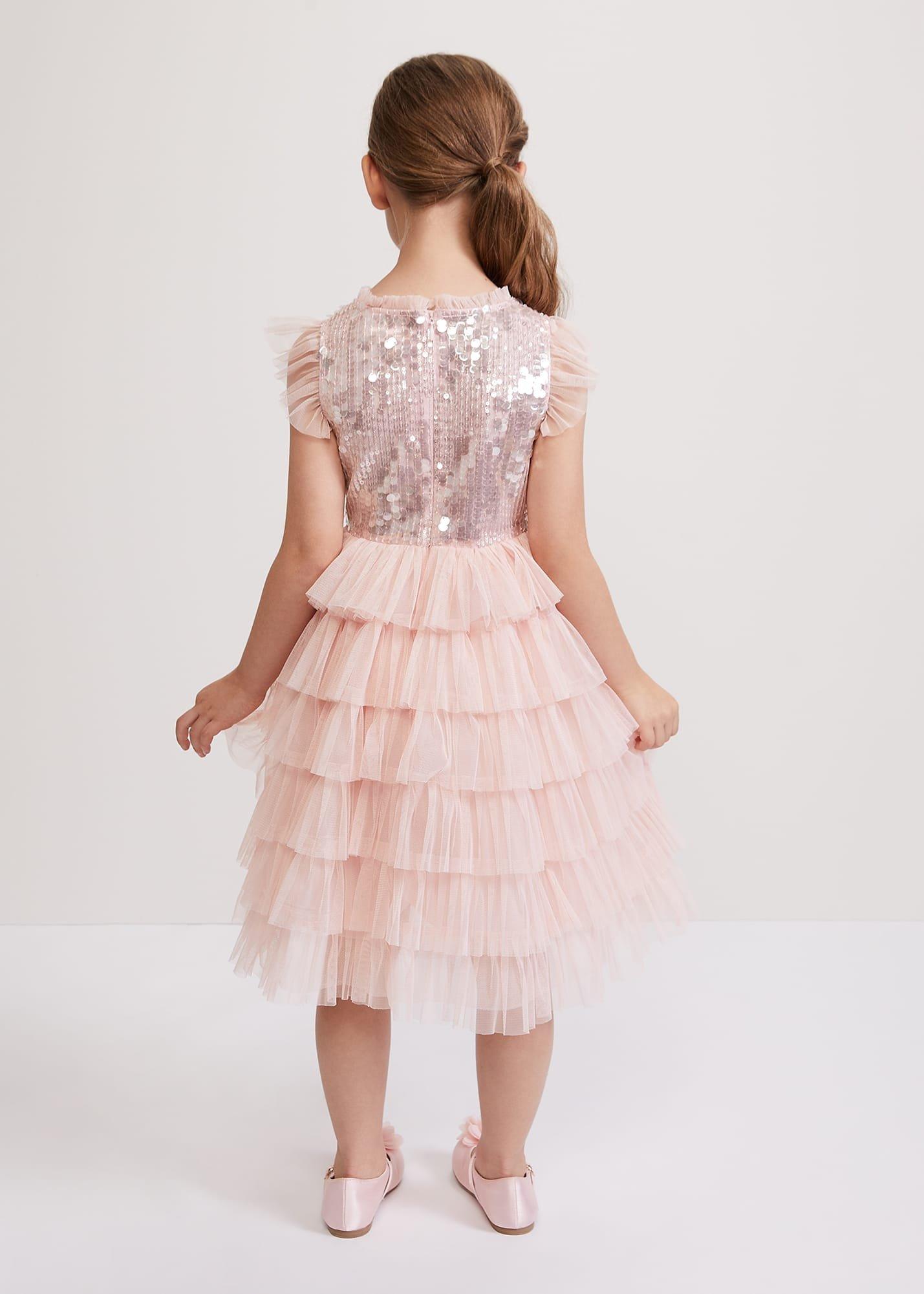 Bobbi Pale Pink Beaded Tulle Dress