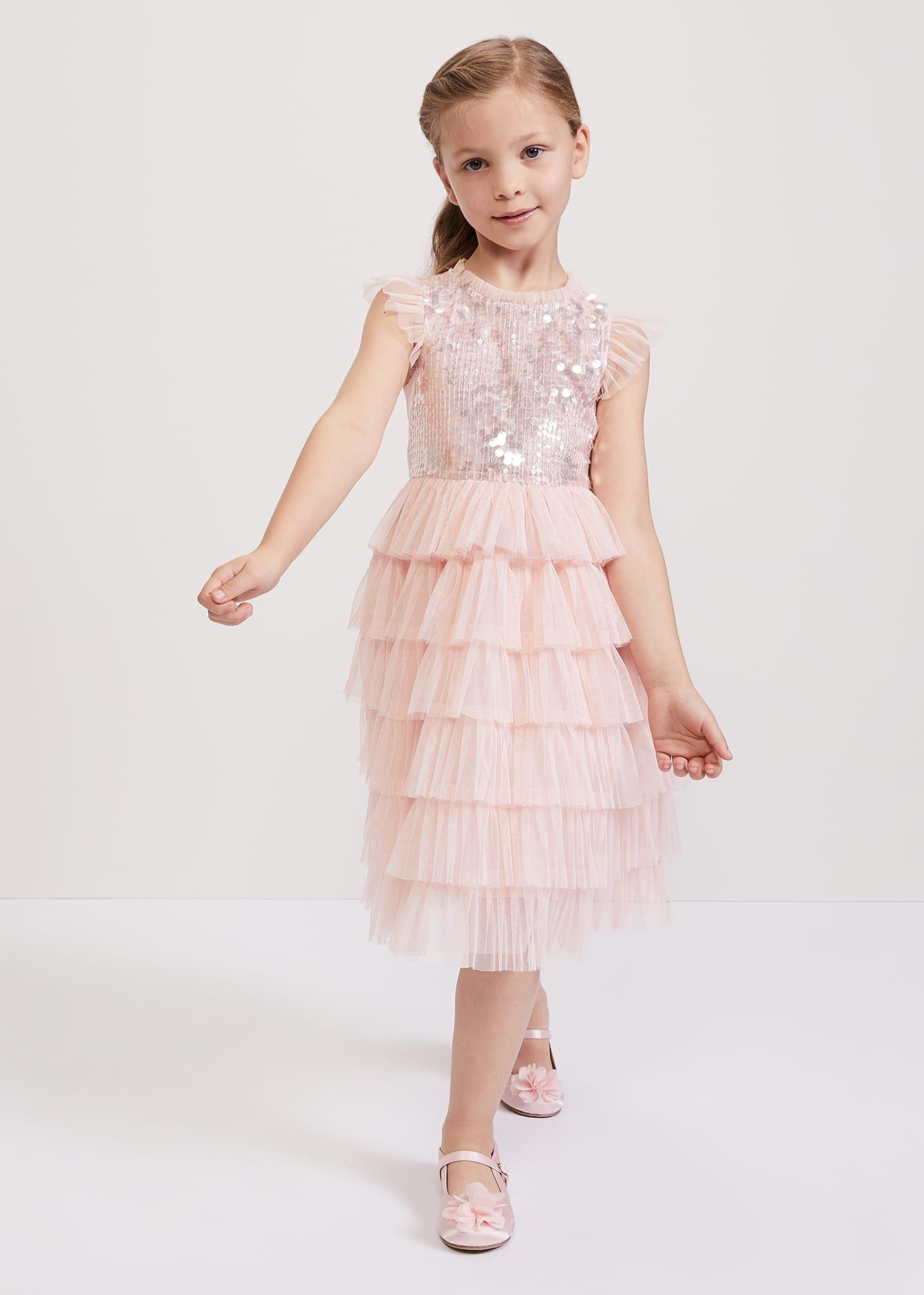 Bobbi Pale Pink Beaded Tulle Dress