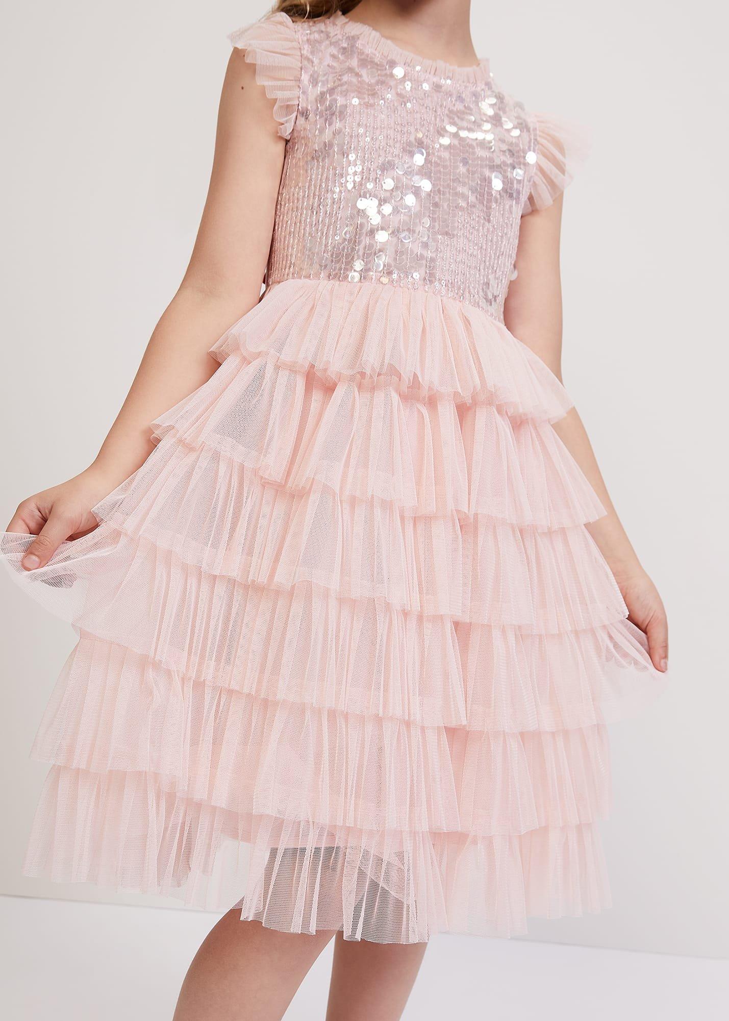 Bobbi Pale Pink Beaded Tulle Dress