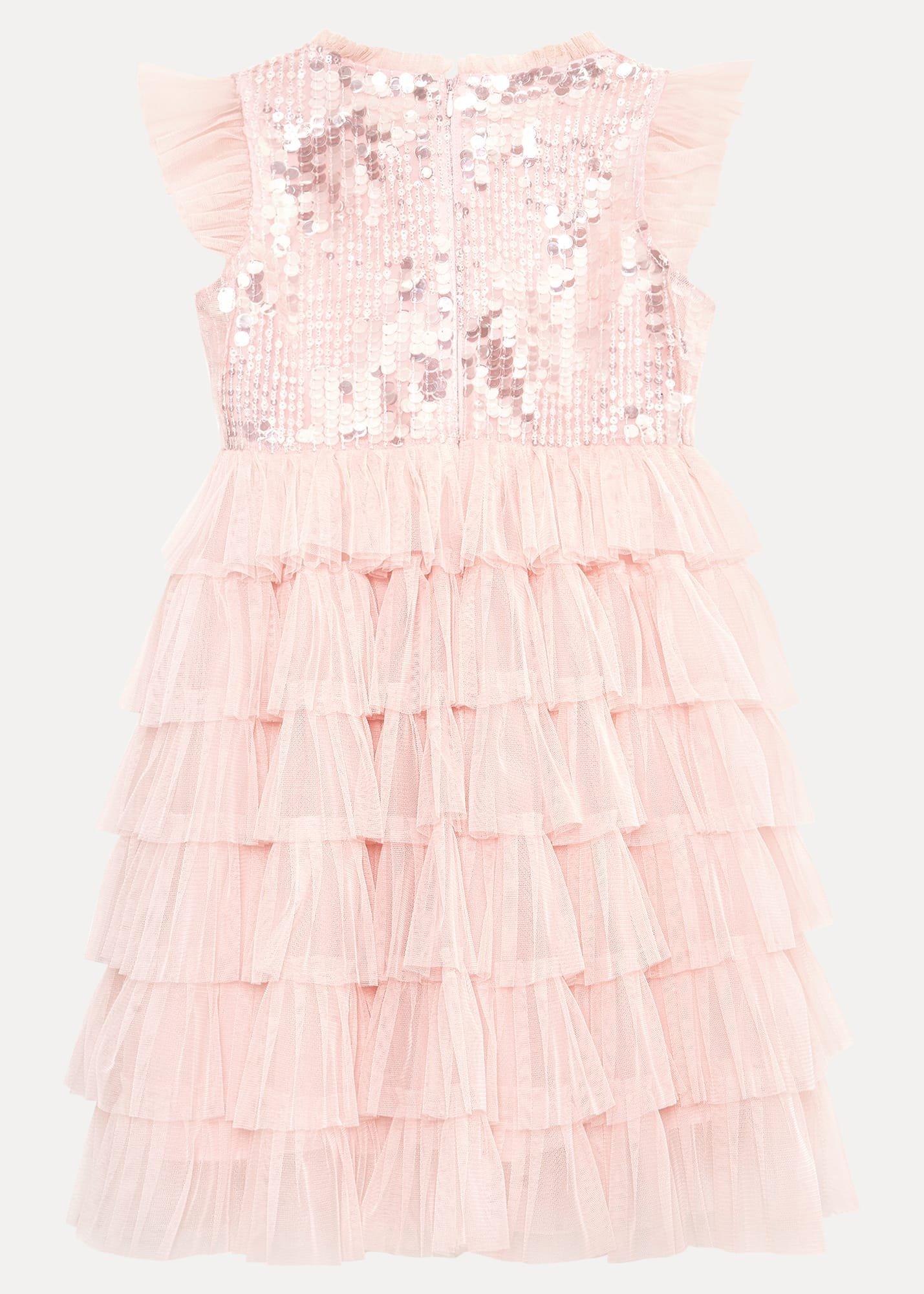 Bobbi Pale Pink Beaded Tulle Dress