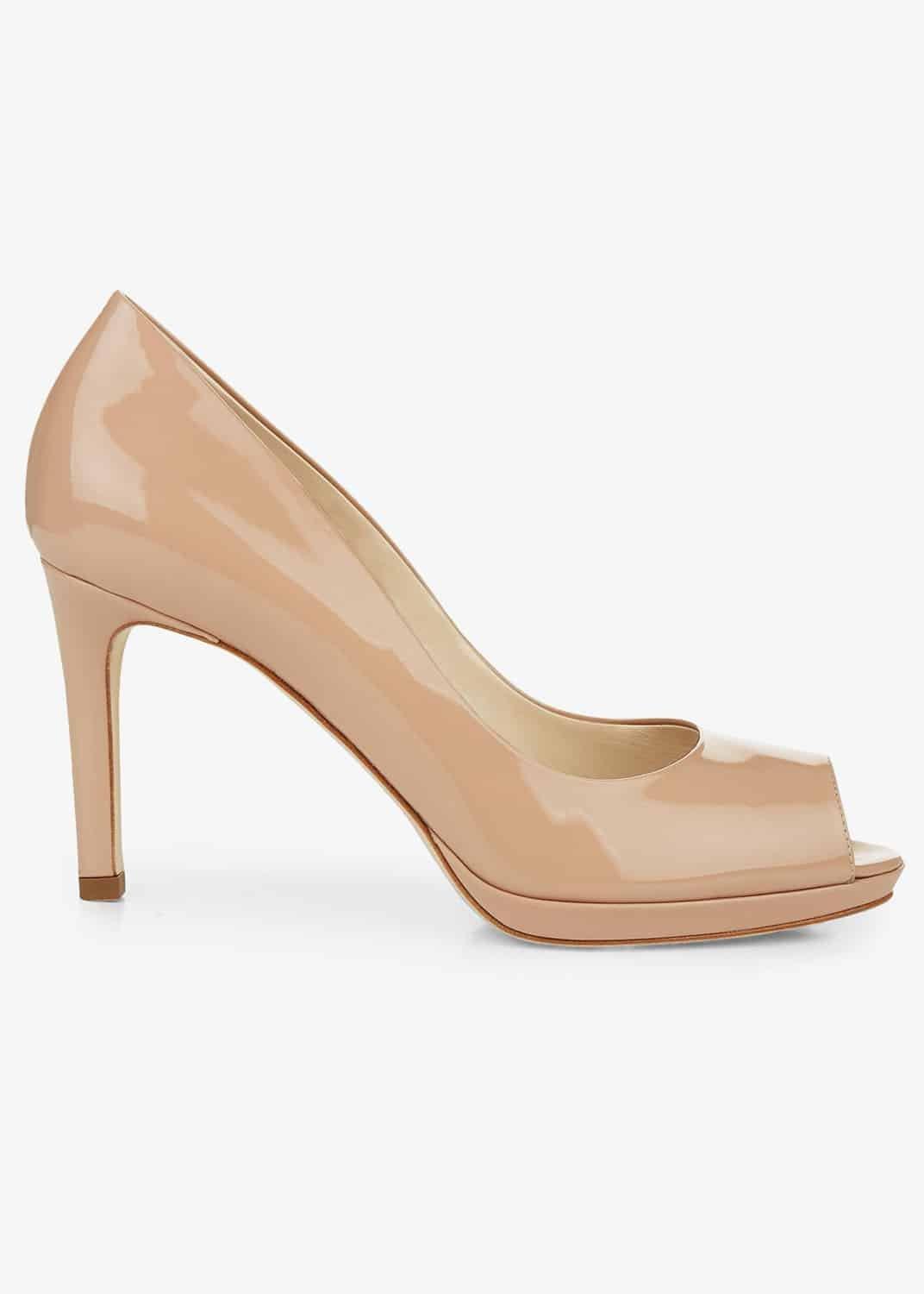 Julietta Leather Peep Toe Court Shoes