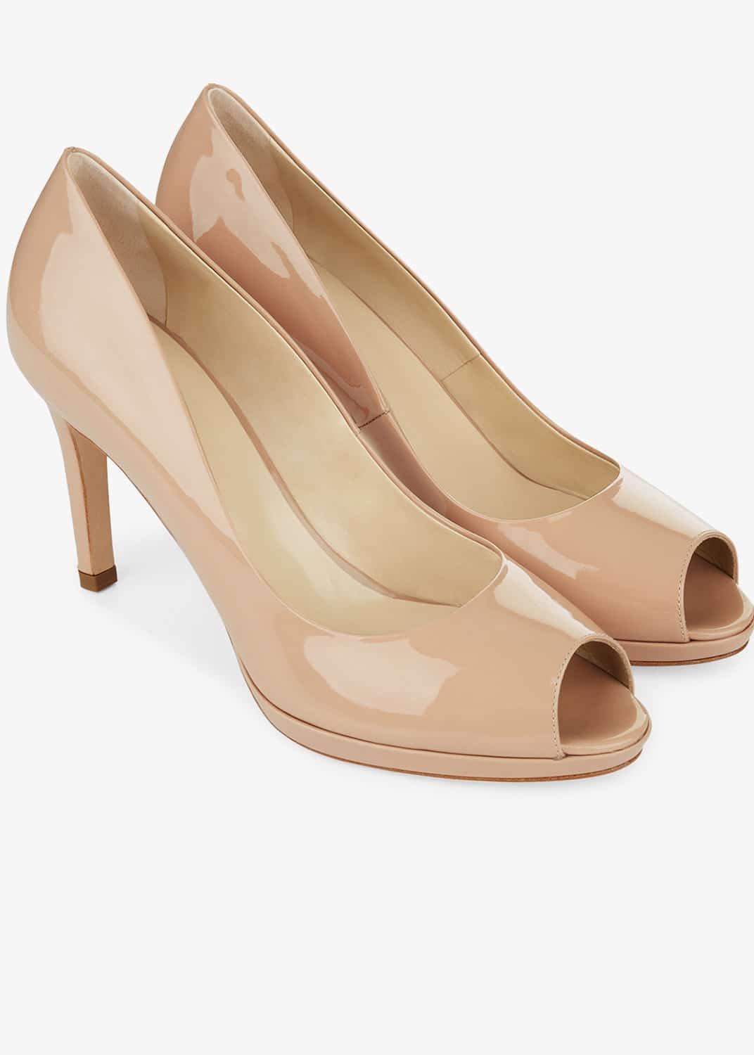 Julietta Leather Peep Toe Court Shoes