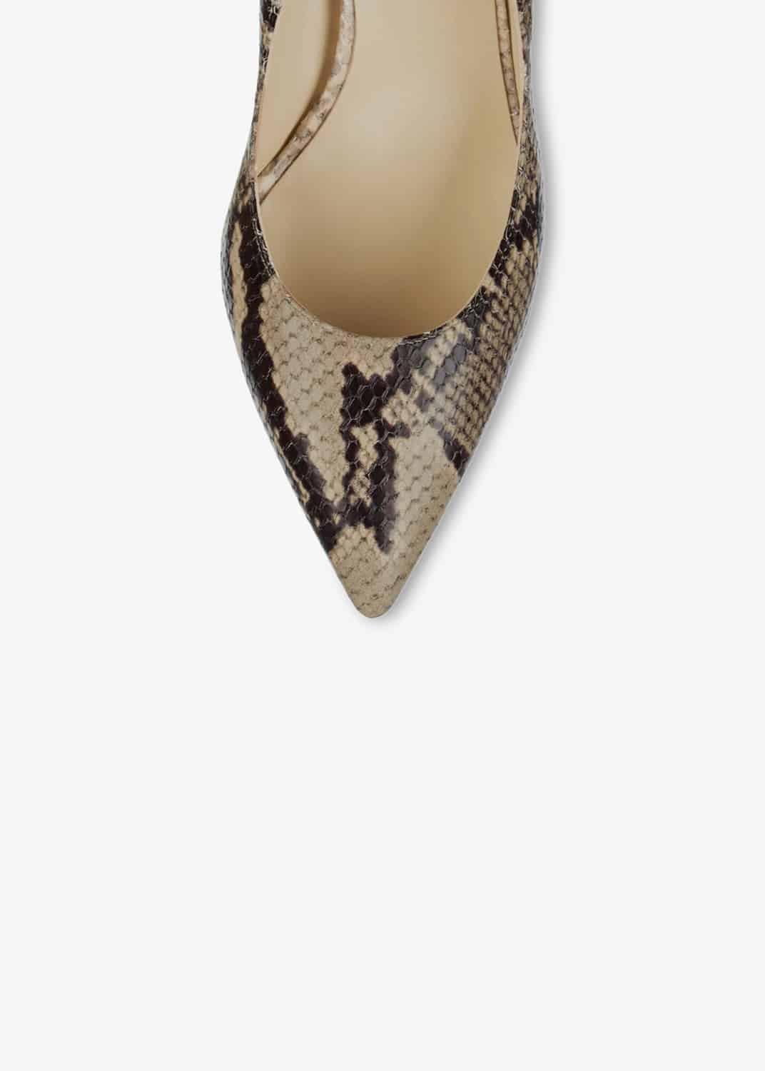 Grace Leather Snake Effect Court Shoe